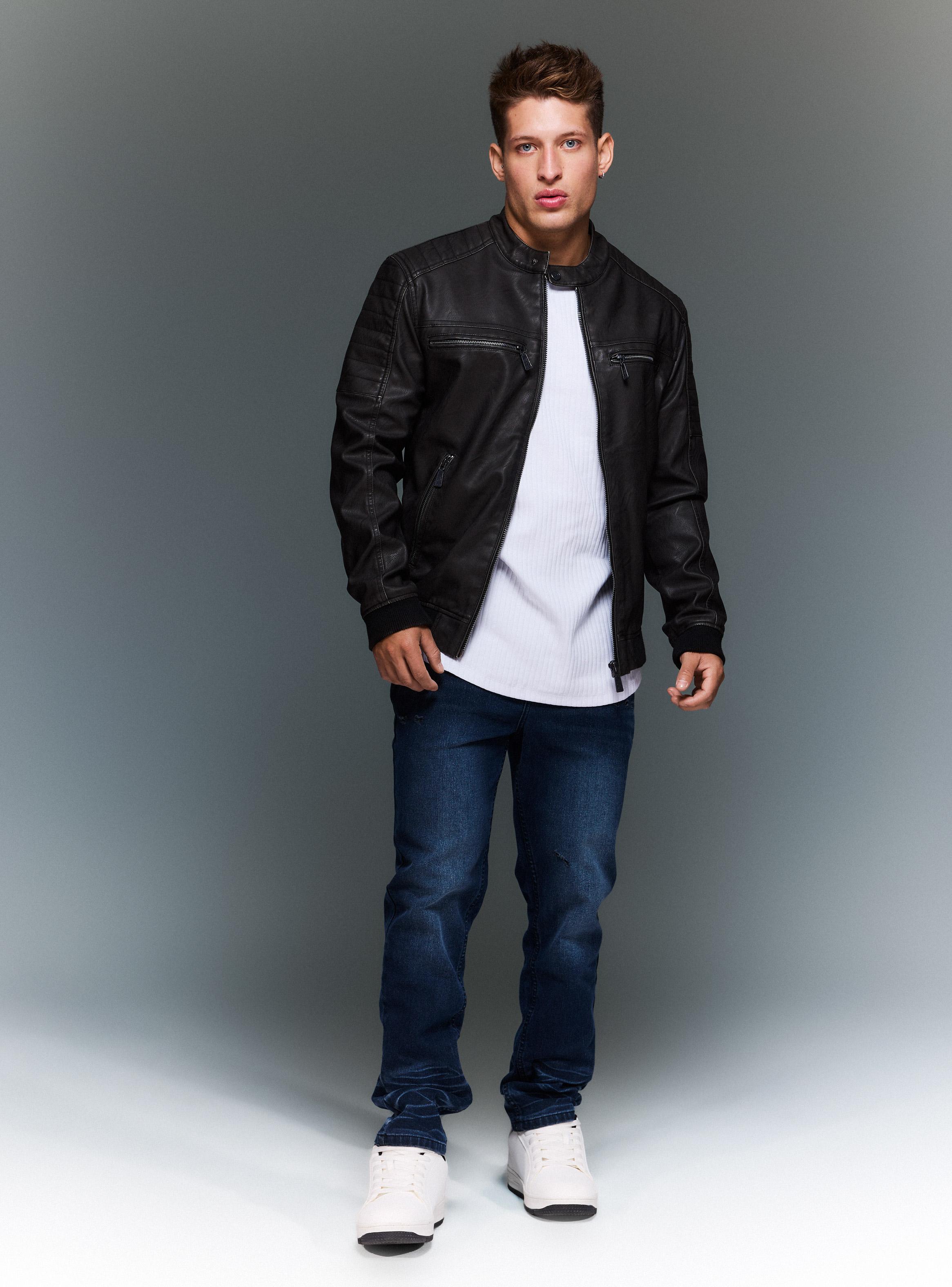 Chaqueta Biker Look Cuero Lavada-4