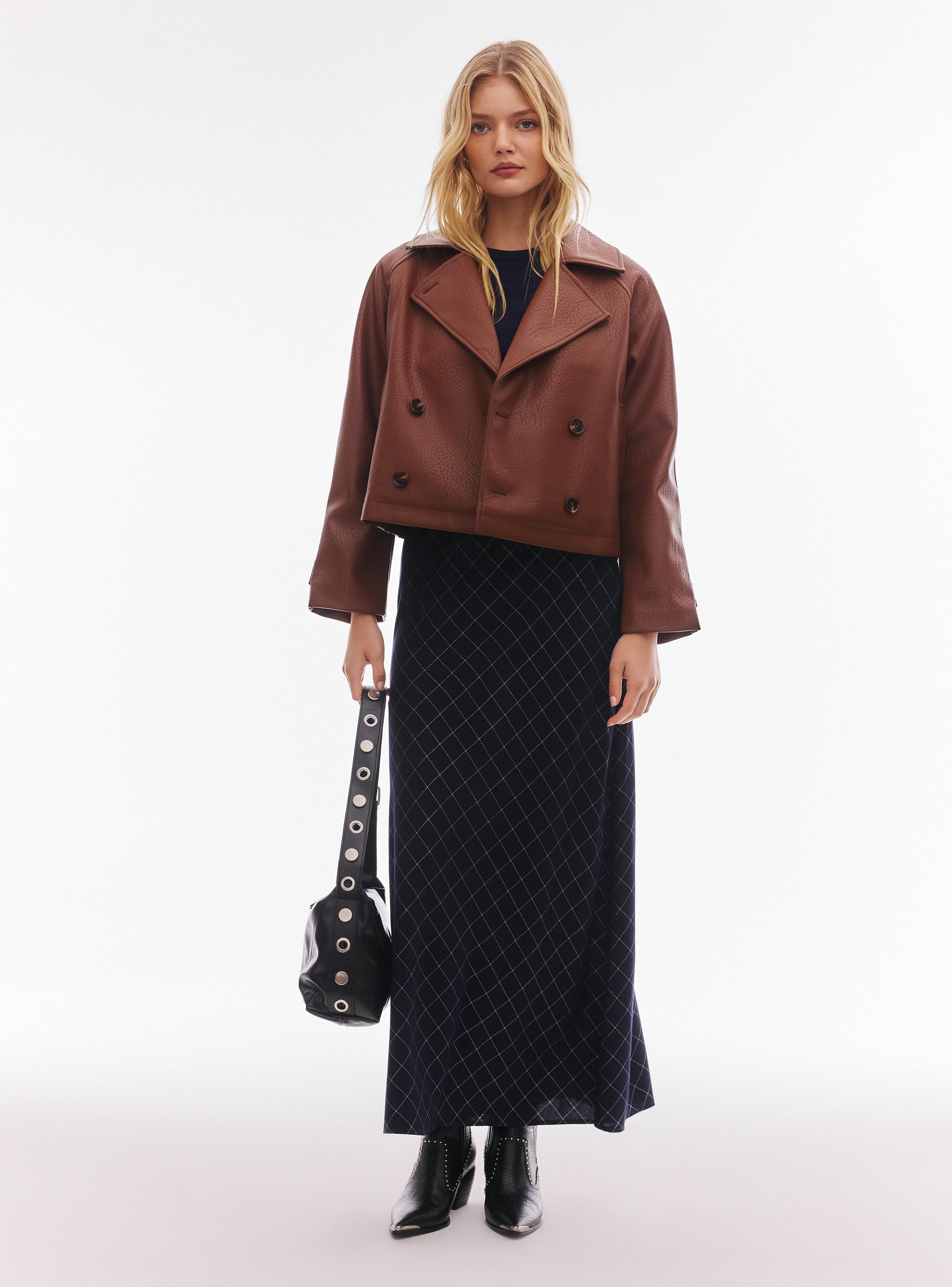 Chaqueta Efecto Cuero Solapa-4