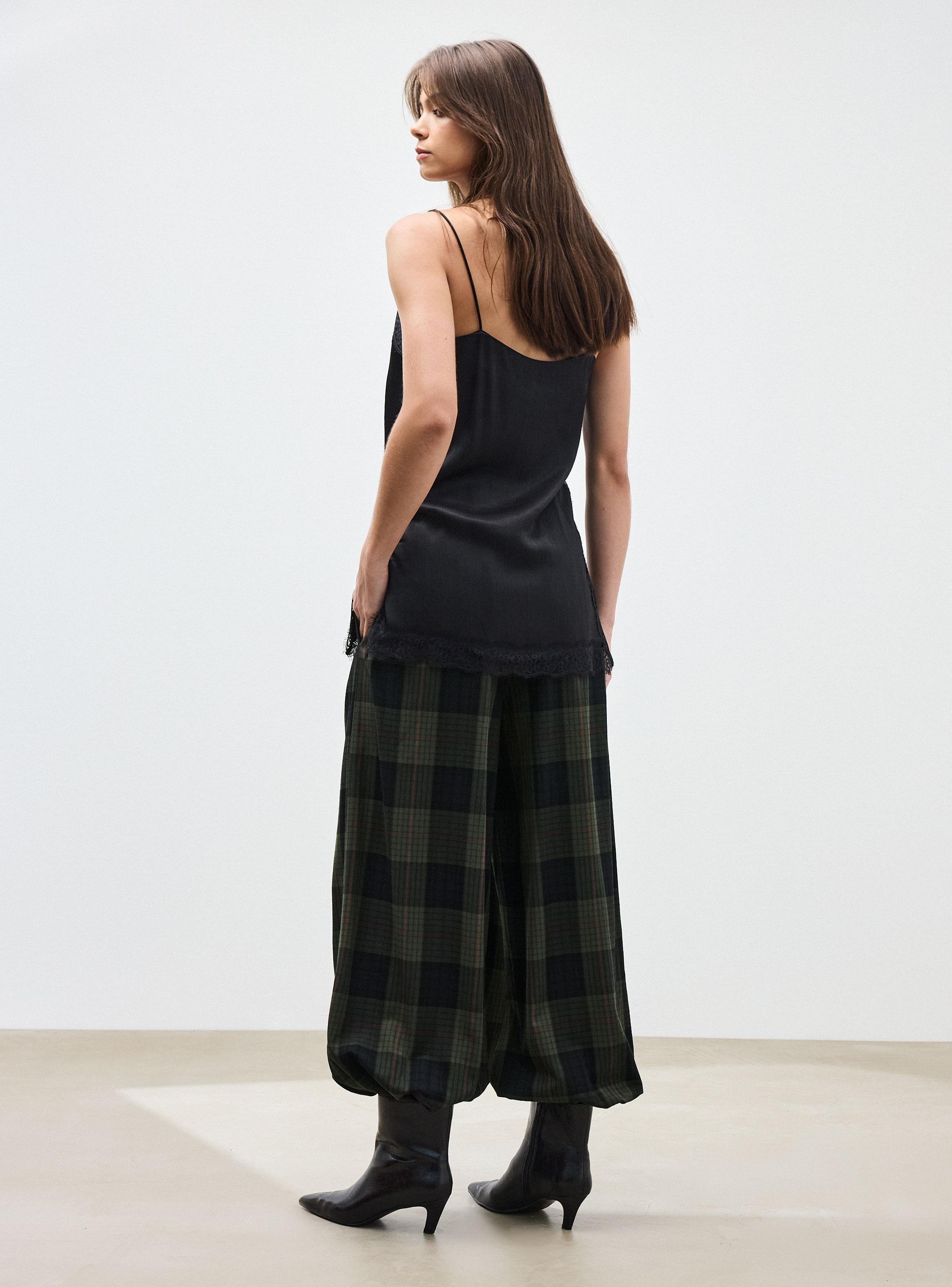 Pantalón Balloon Cintura Elasticada Diseño Cuadros-5