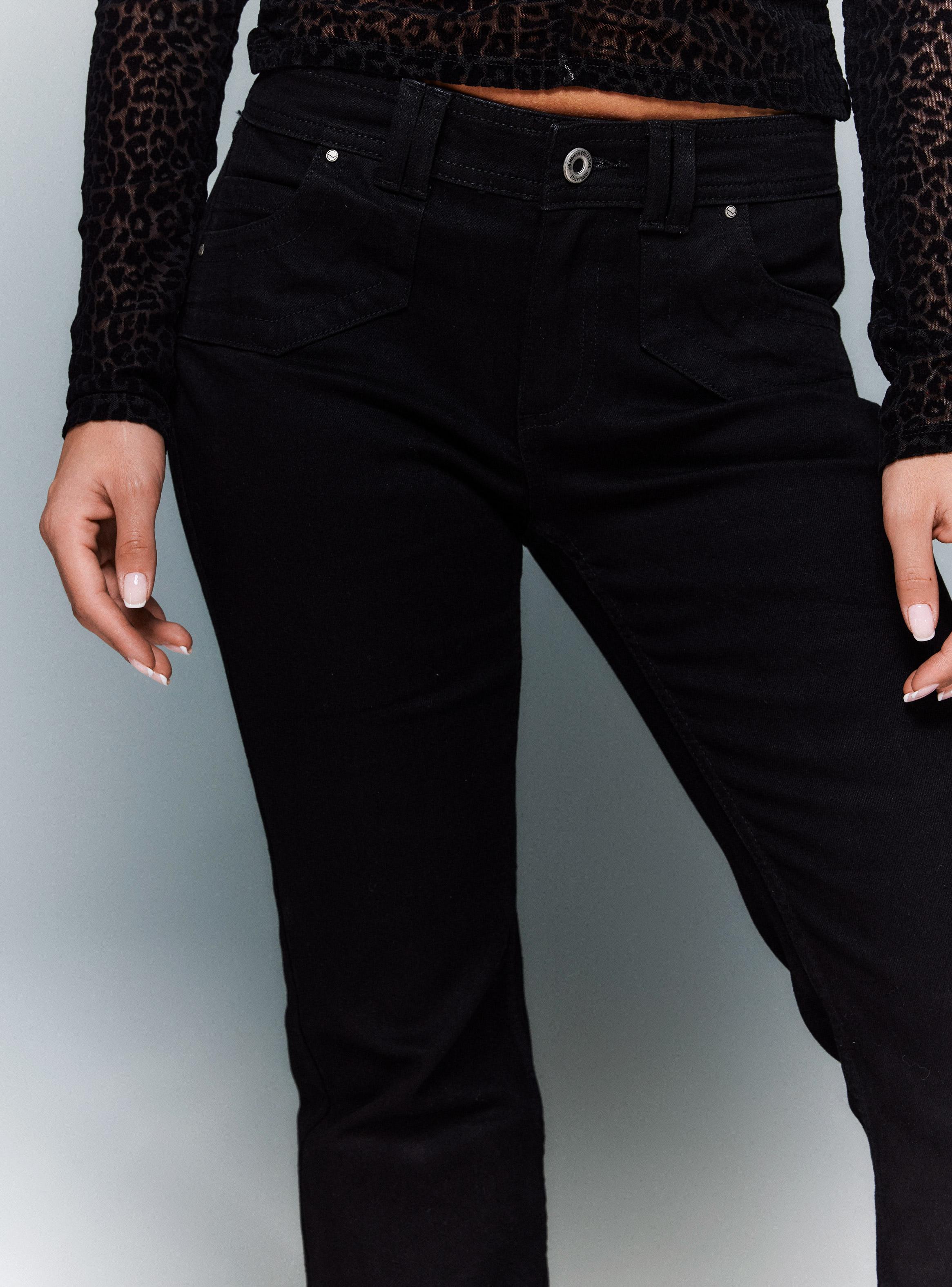 Jeans Flare con Tapetas en Bolsillo Trasero-2