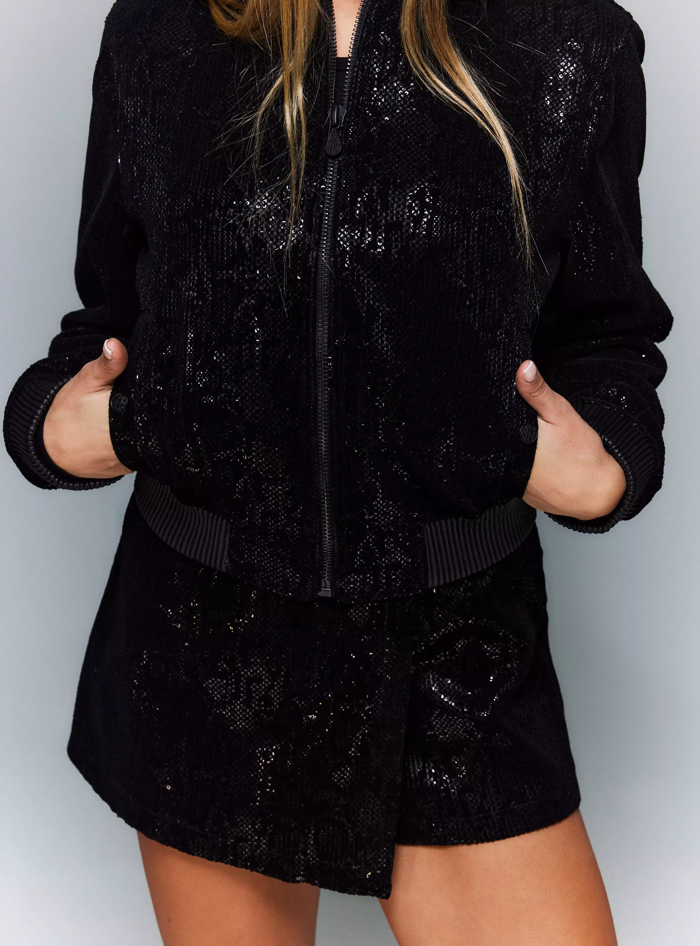 Chaqueta Bomber con Estampado de Flock Lentejuelas-3