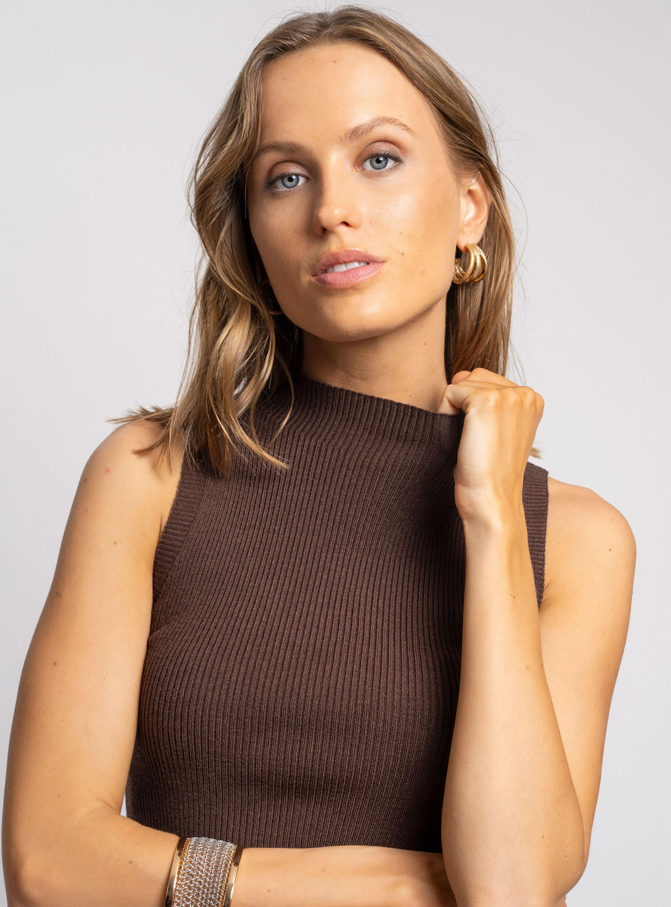 Polera Halter Café-3