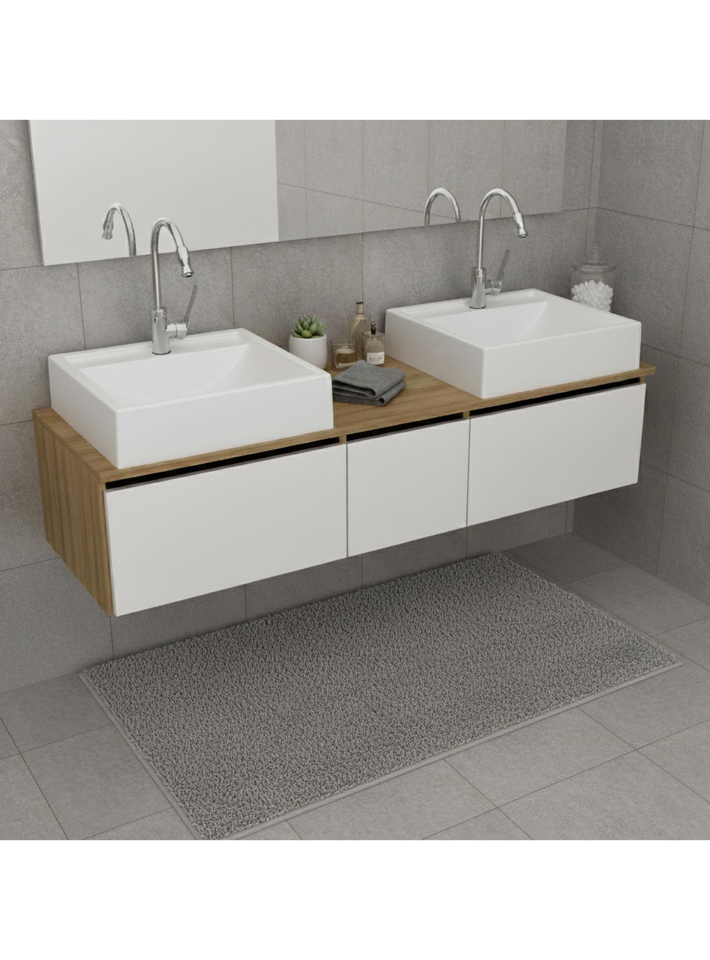 Vanitorio de Baño Doble con Lavamano + 2 Puertas y  1 Cajón-5