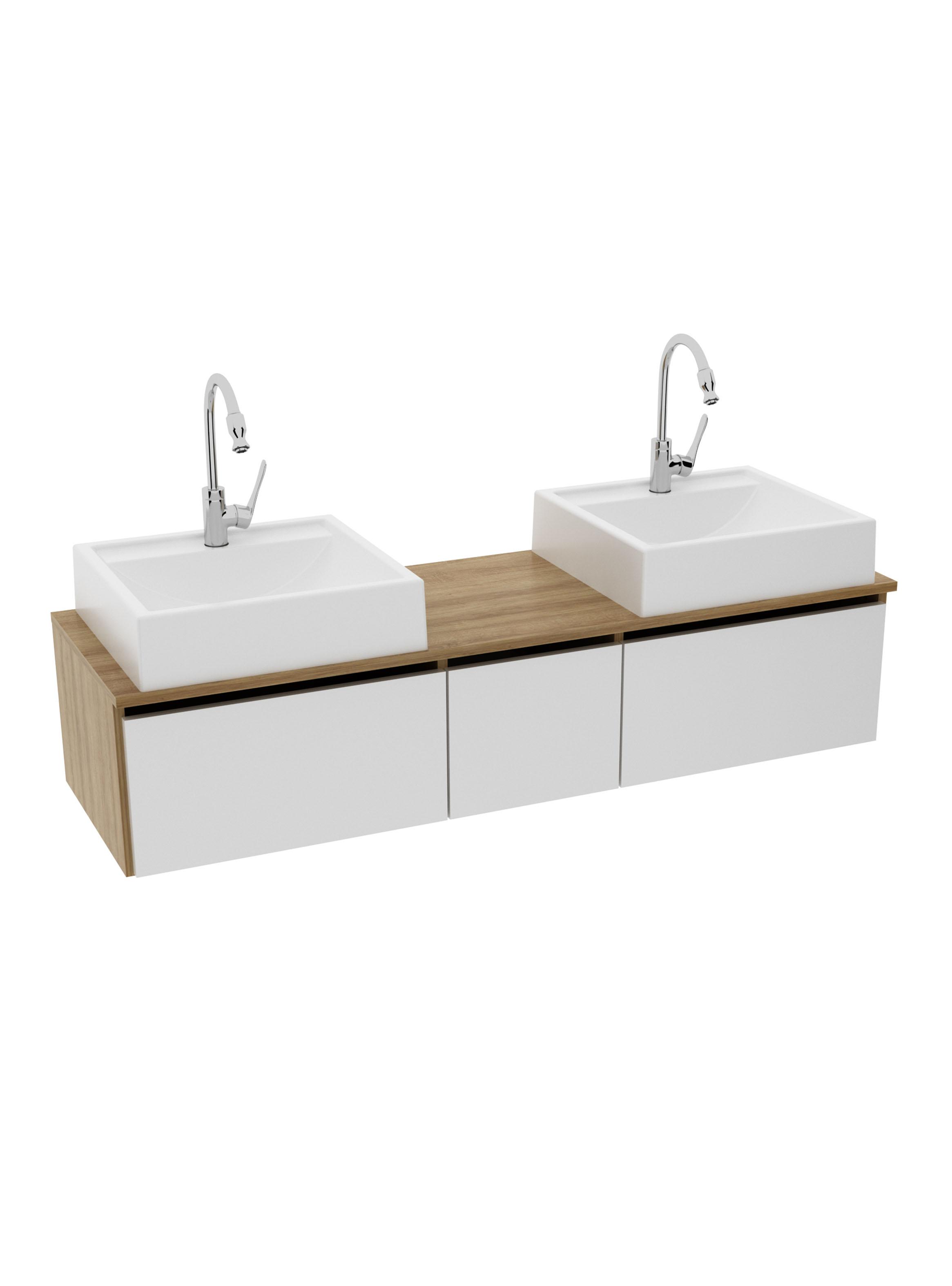 Vanitorio de Baño Doble con Lavamano + 2 Puertas y  1 Cajón-3