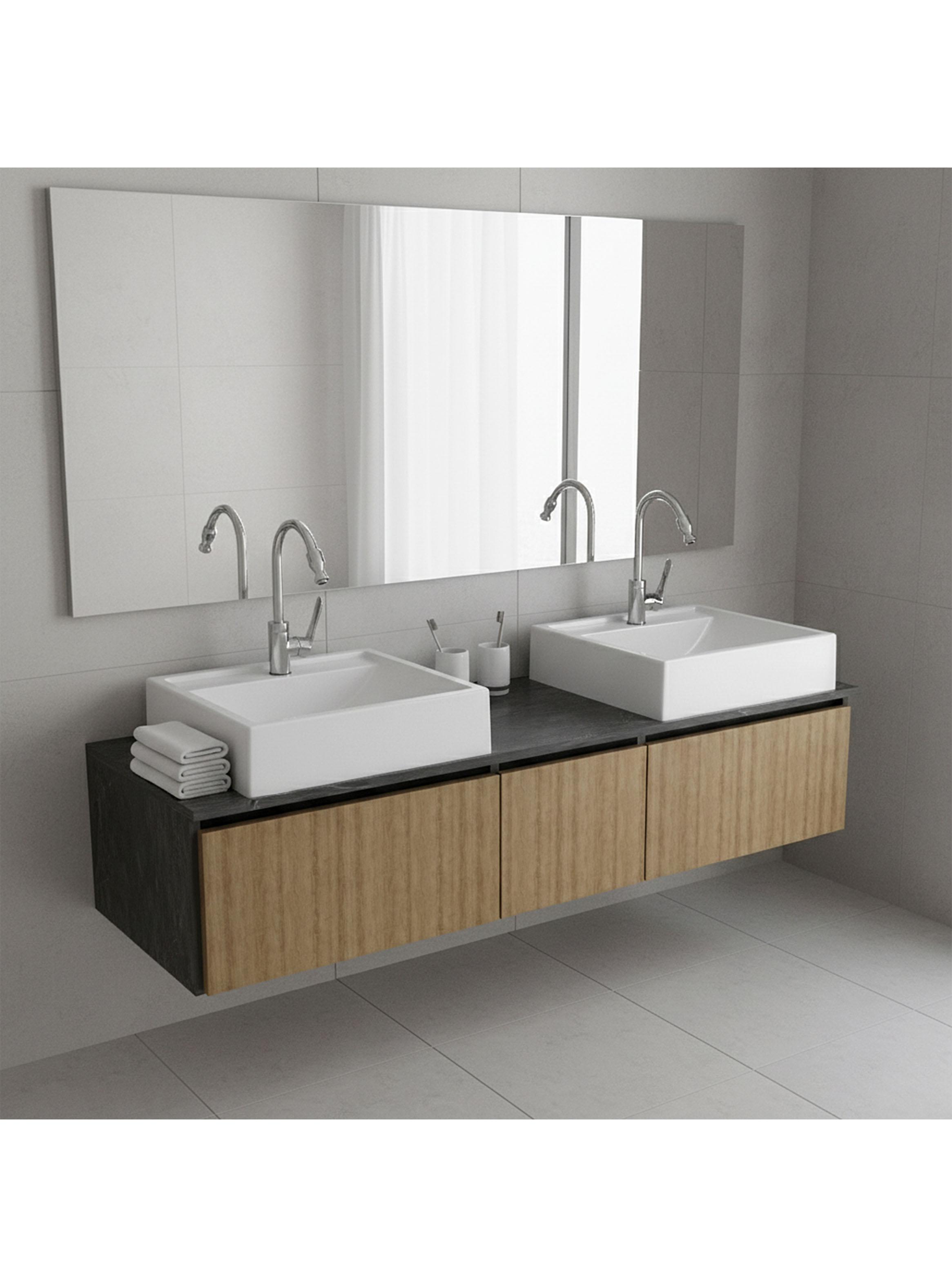 Vanitorio de Baño Doble con Lavamano + 2 Puertas y  1 Cajón Café-5