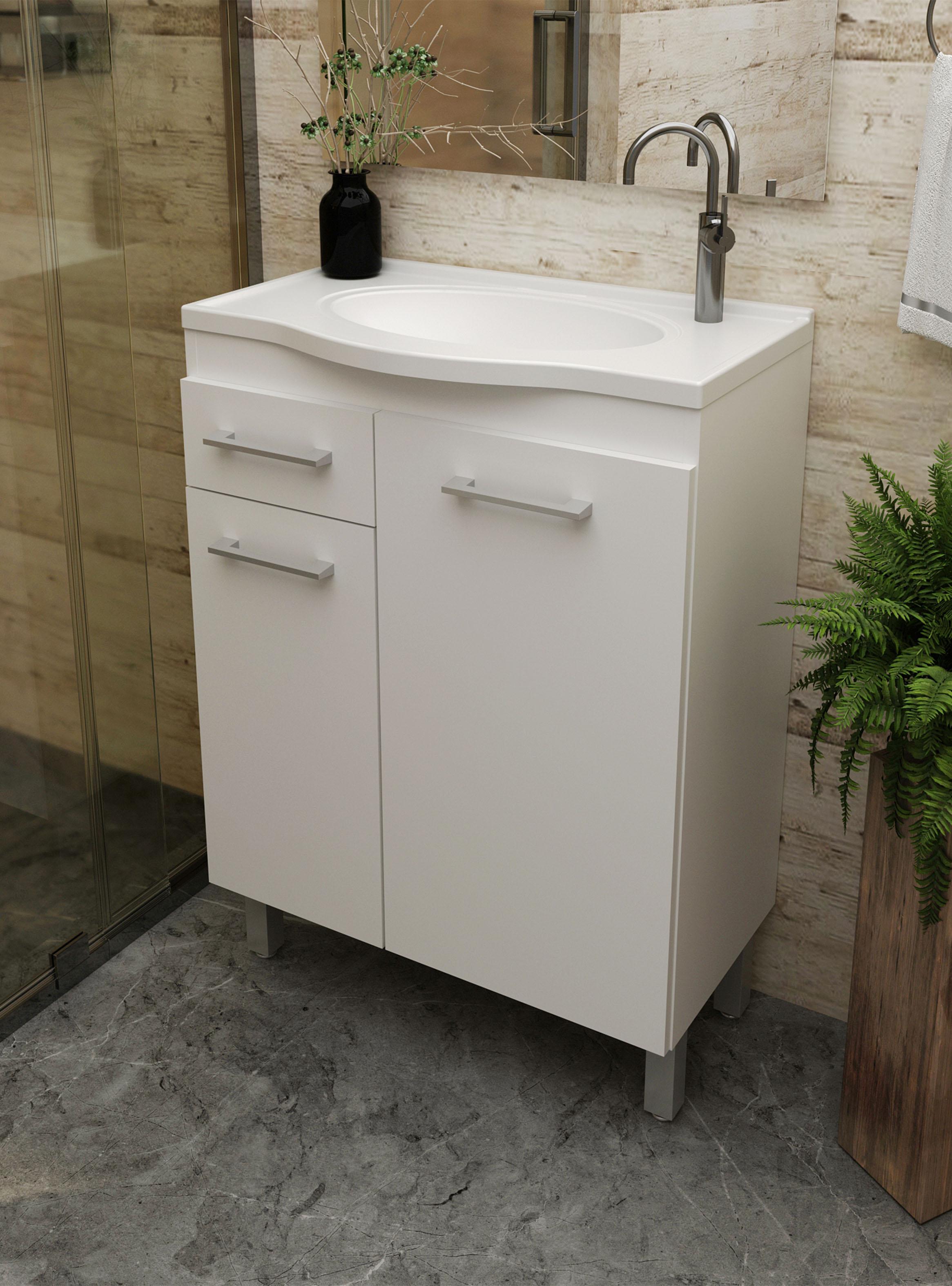 Mueble Lavamanos 2 Puertas + 1 Cajón Blanco-4