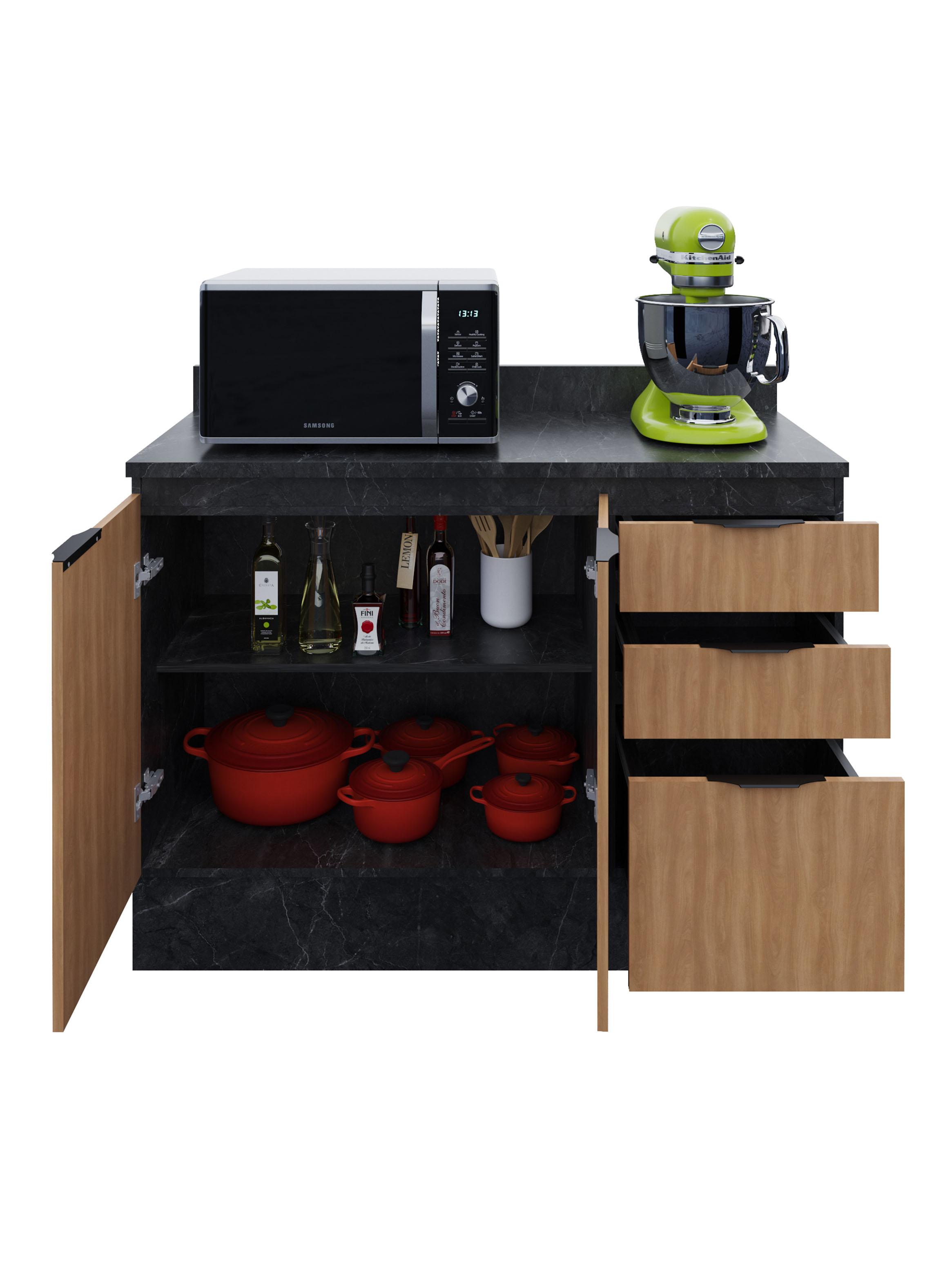 Mueble de Cocina 2 Puertas 3 Cajones Café-3