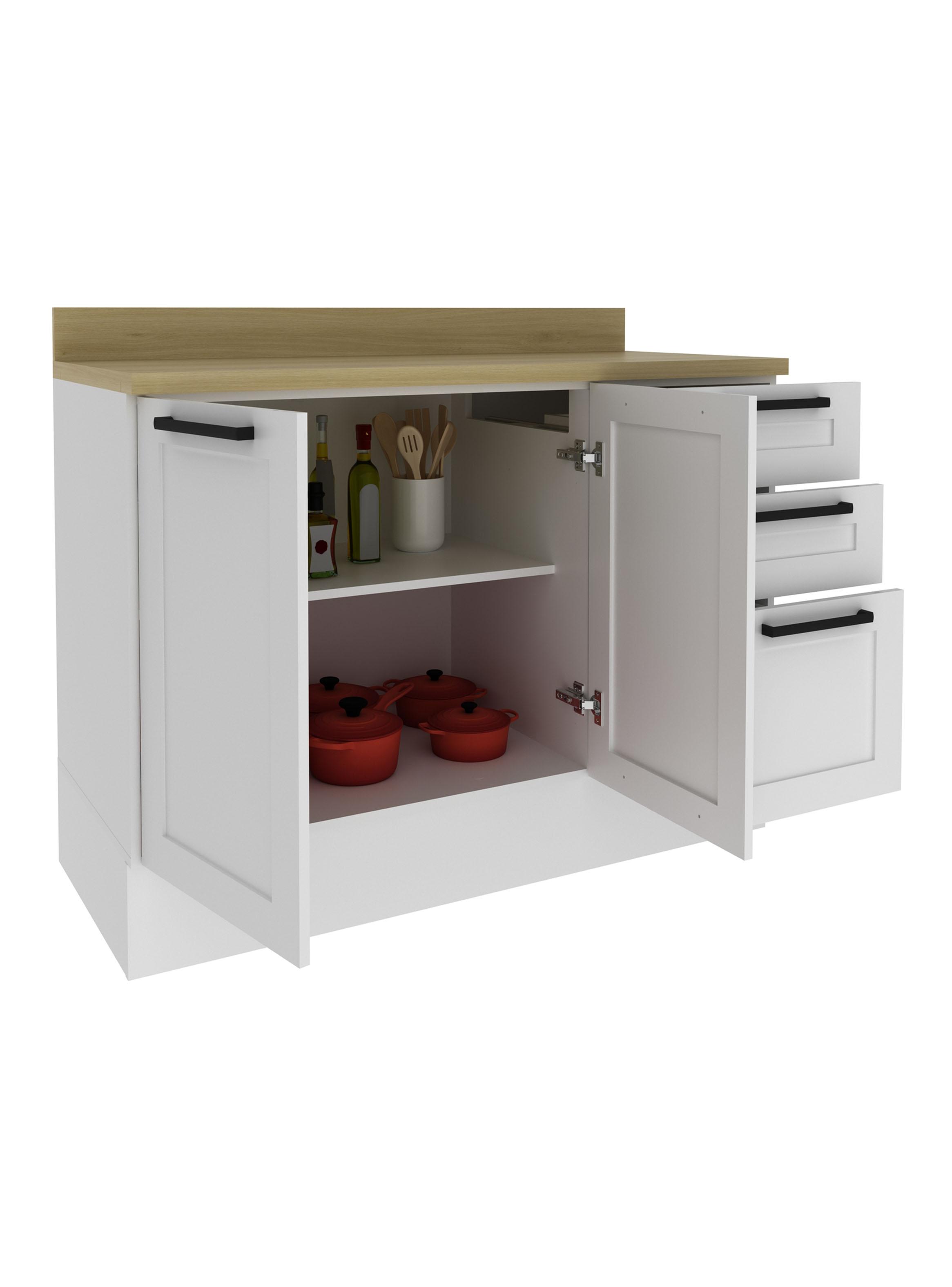 Mueble de Cocina 2 Puertas 3 Cajones Blanco-3