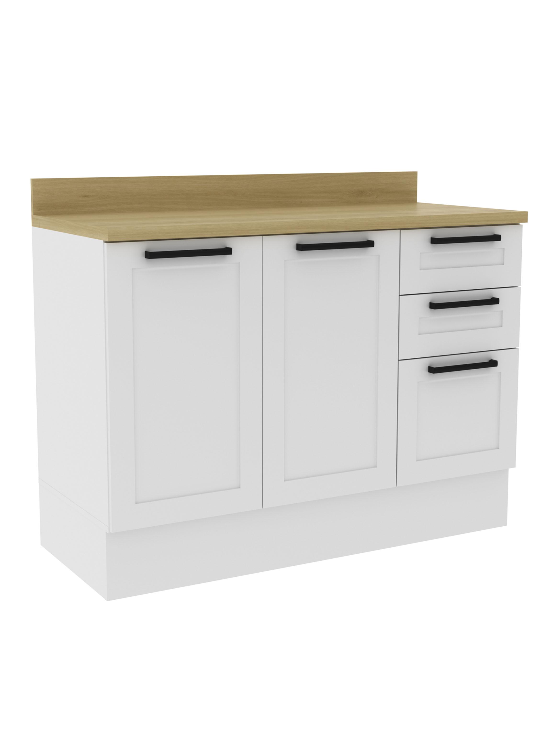 Mueble de Cocina 2 Puertas 3 Cajones Blanco-2