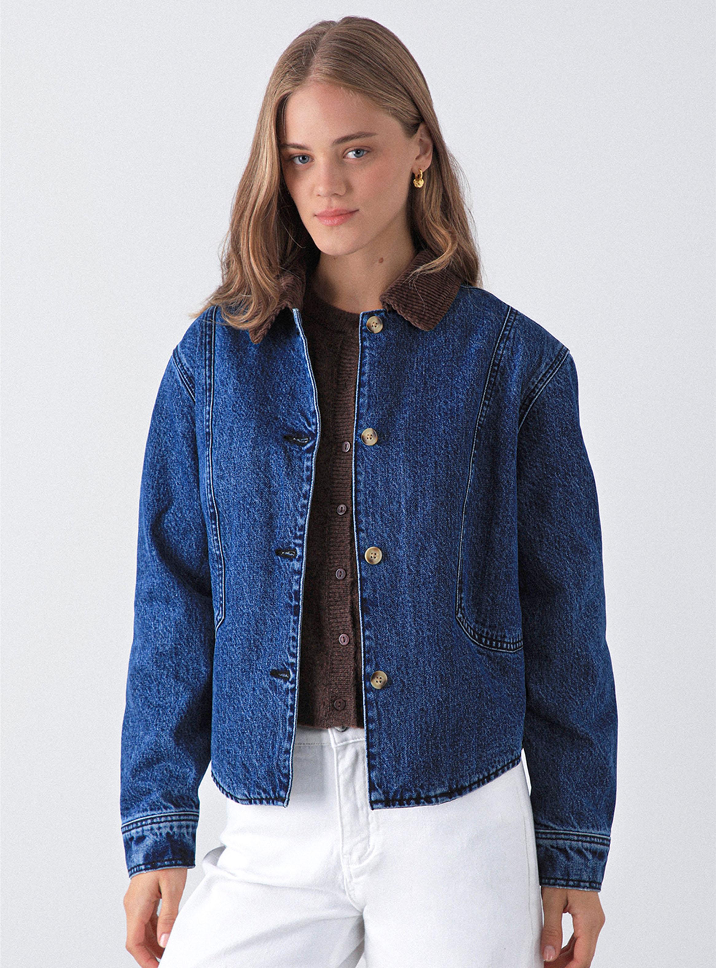 Chaqueta Denim Cuello Cotelé Blue-3