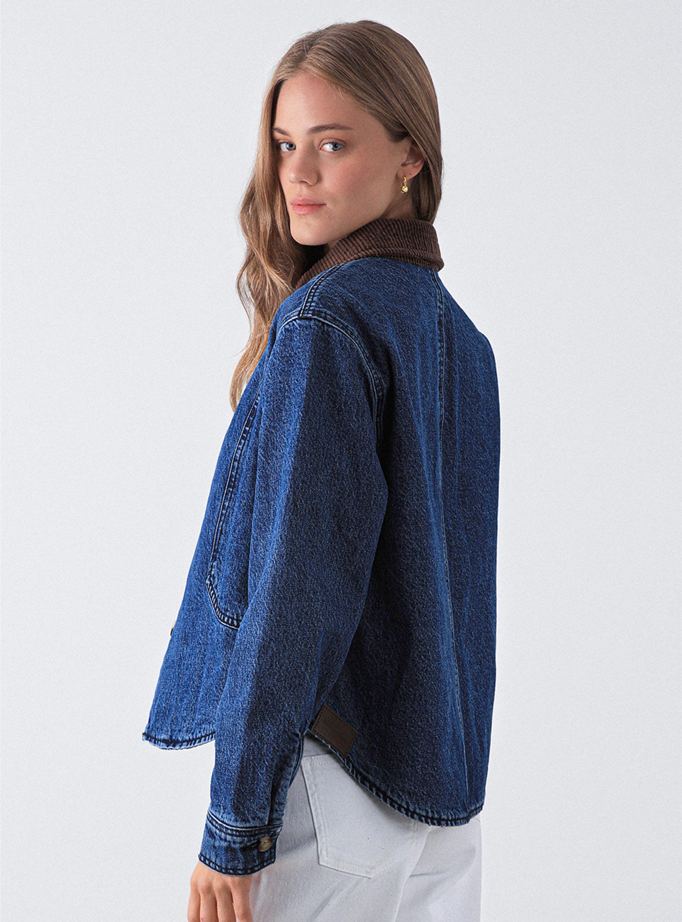 Chaqueta Denim Cuello Cotelé Blue-2