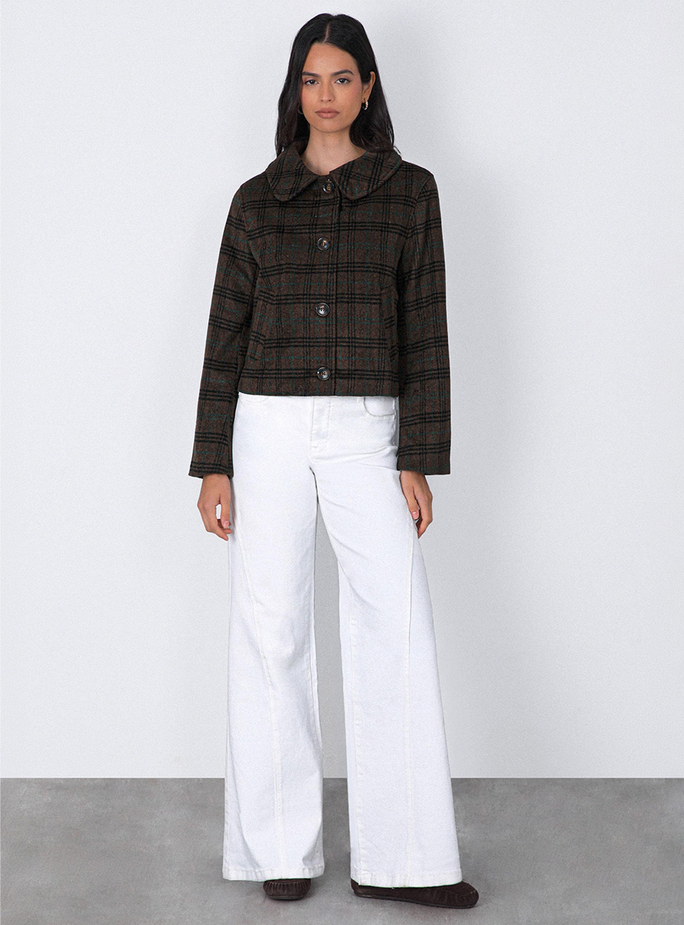 Chaqueta Tejida Cuadros Print-4