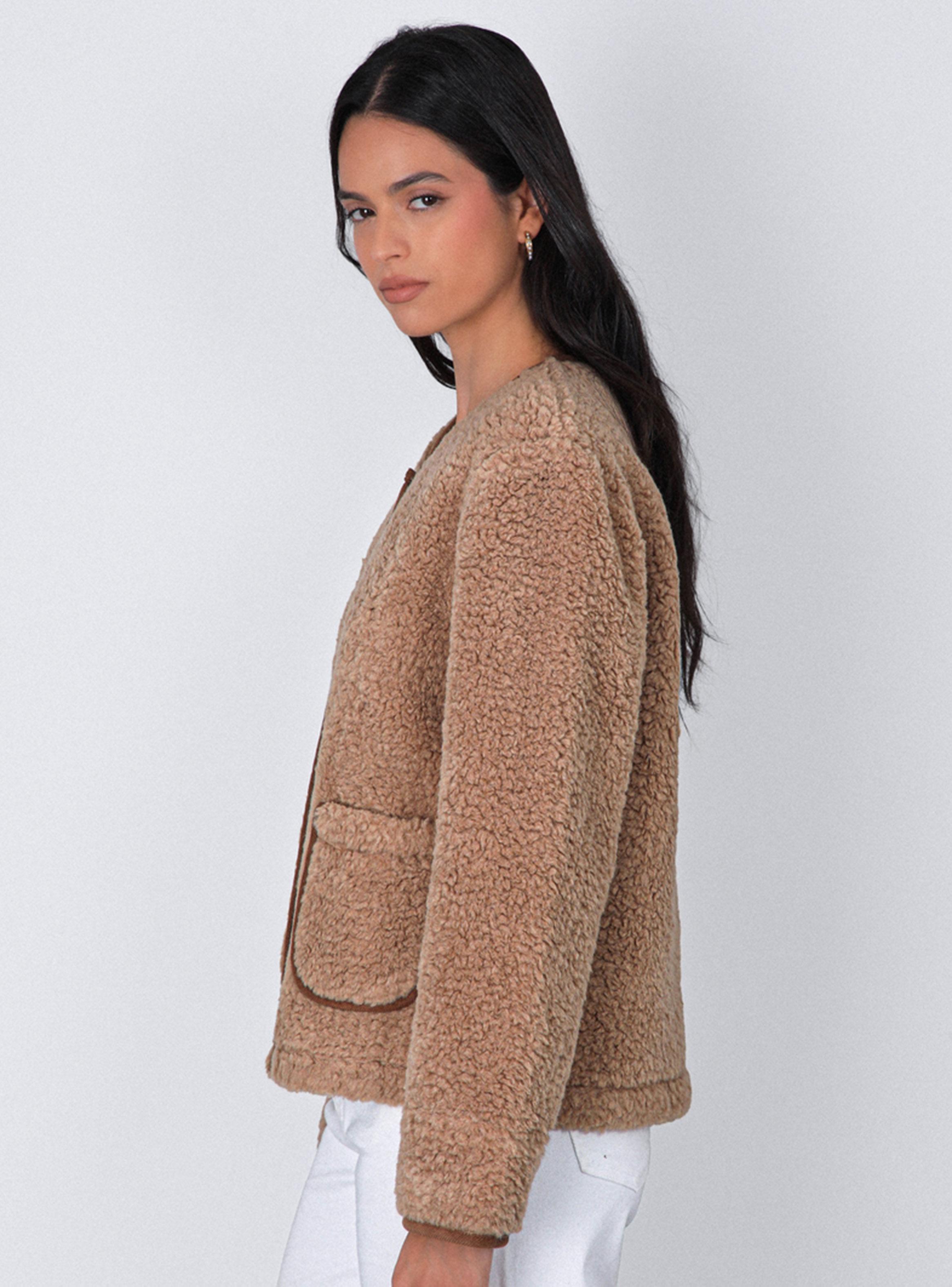 Chaqueta Chiporro Detalle Cotelé Ecru-3