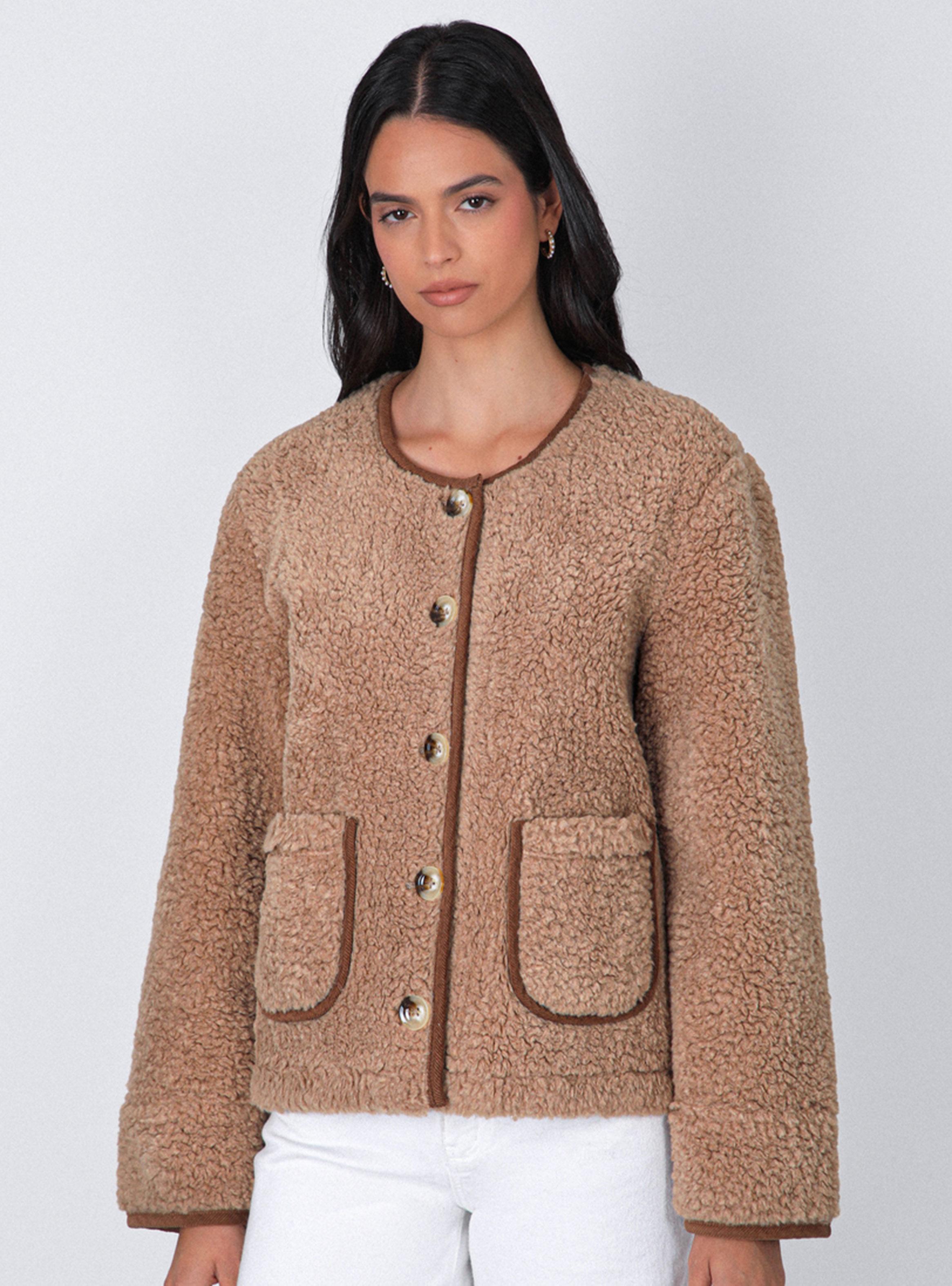 Chaqueta Chiporro Detalle Cotelé Ecru-2