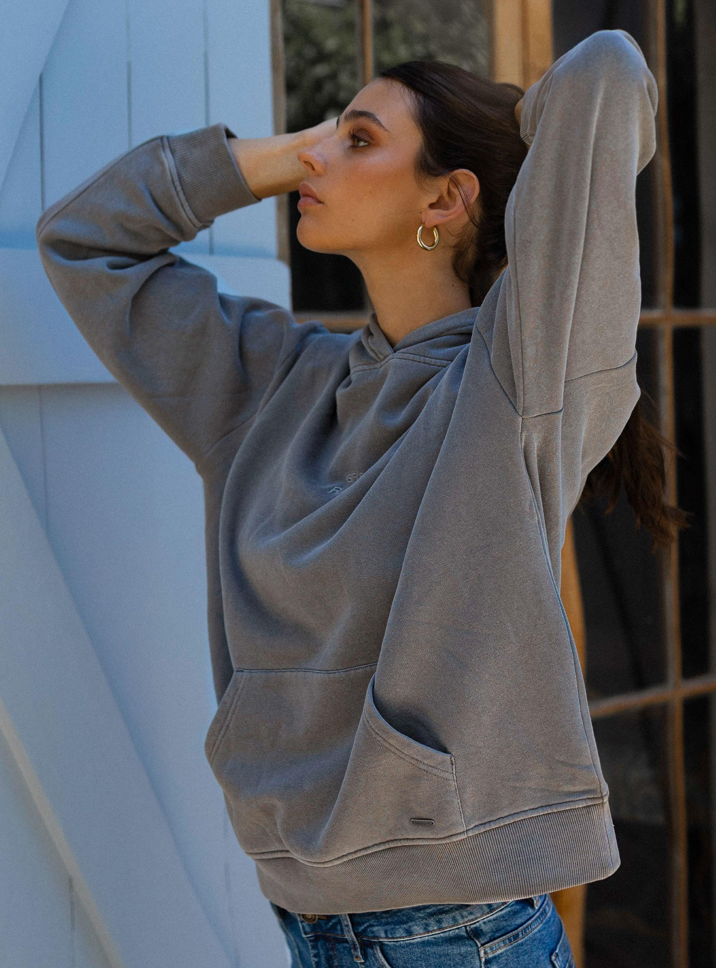 Polerón Hoodie Girls Grey-3