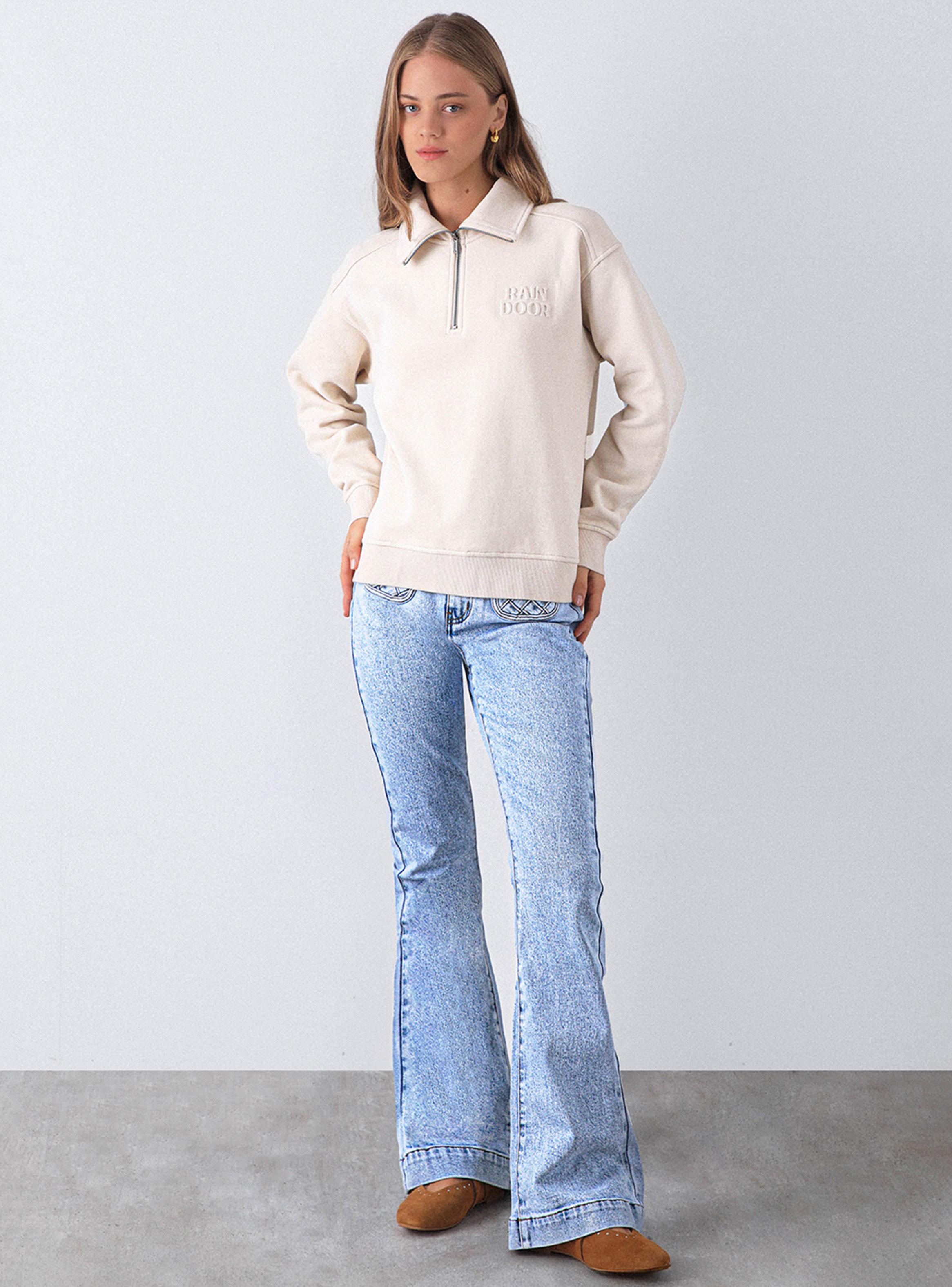 Polerón Mid Zipper Ecru-3