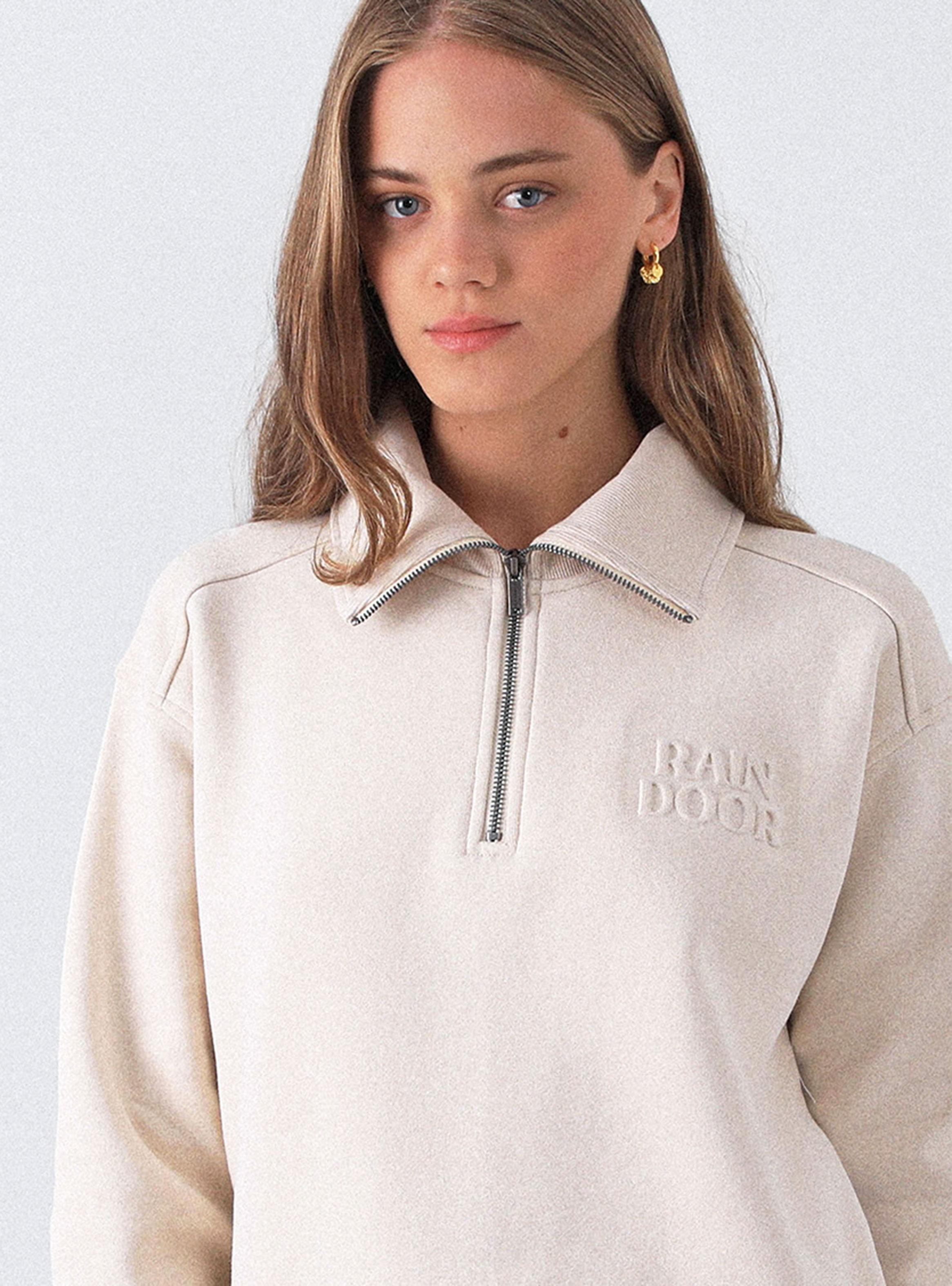 Polerón Mid Zipper Ecru-2