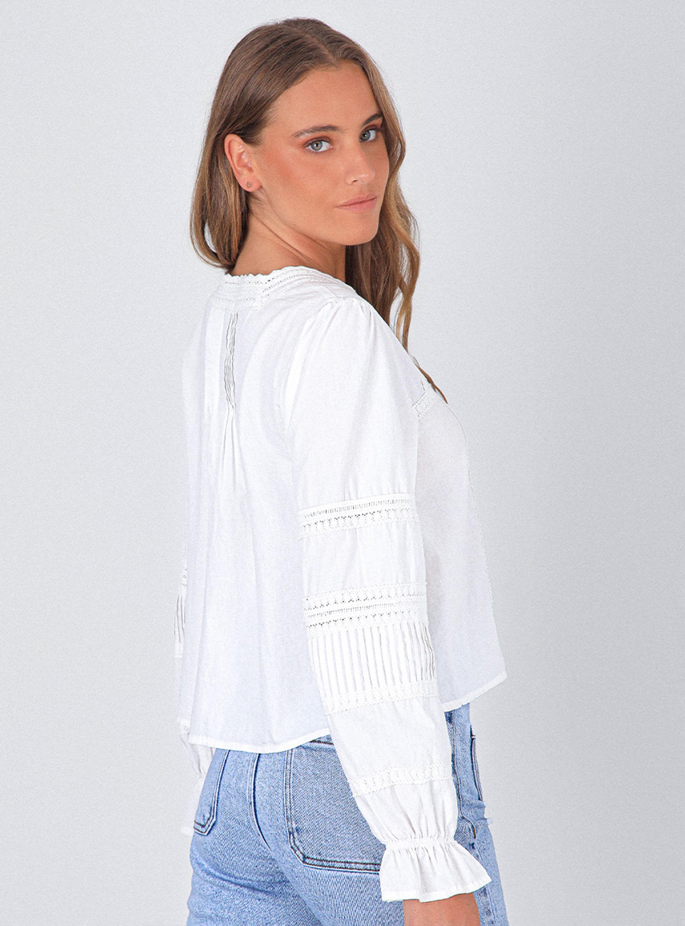 Blusa Pliegues Botón White-3