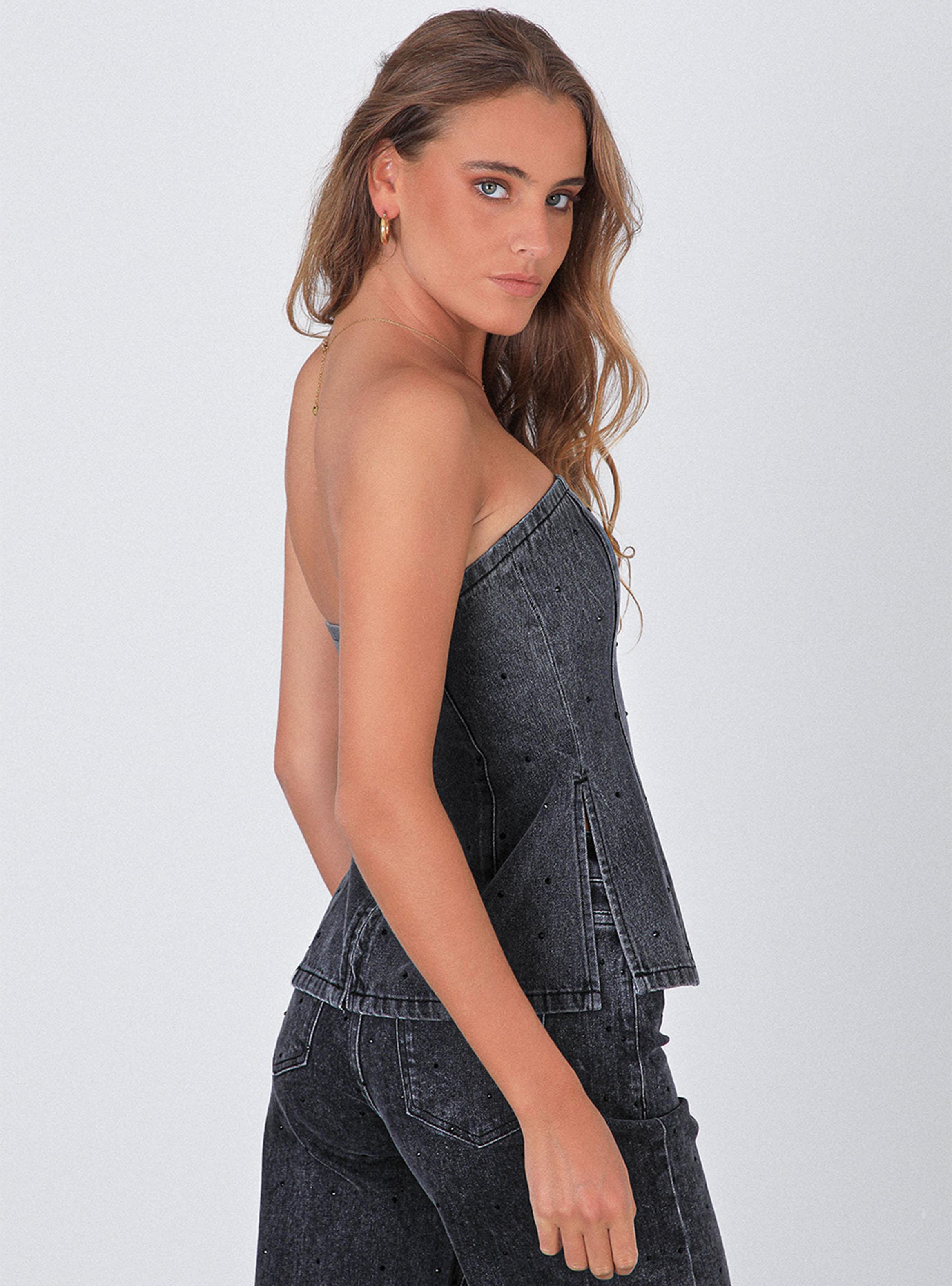 Top Strapless Strass Black-3