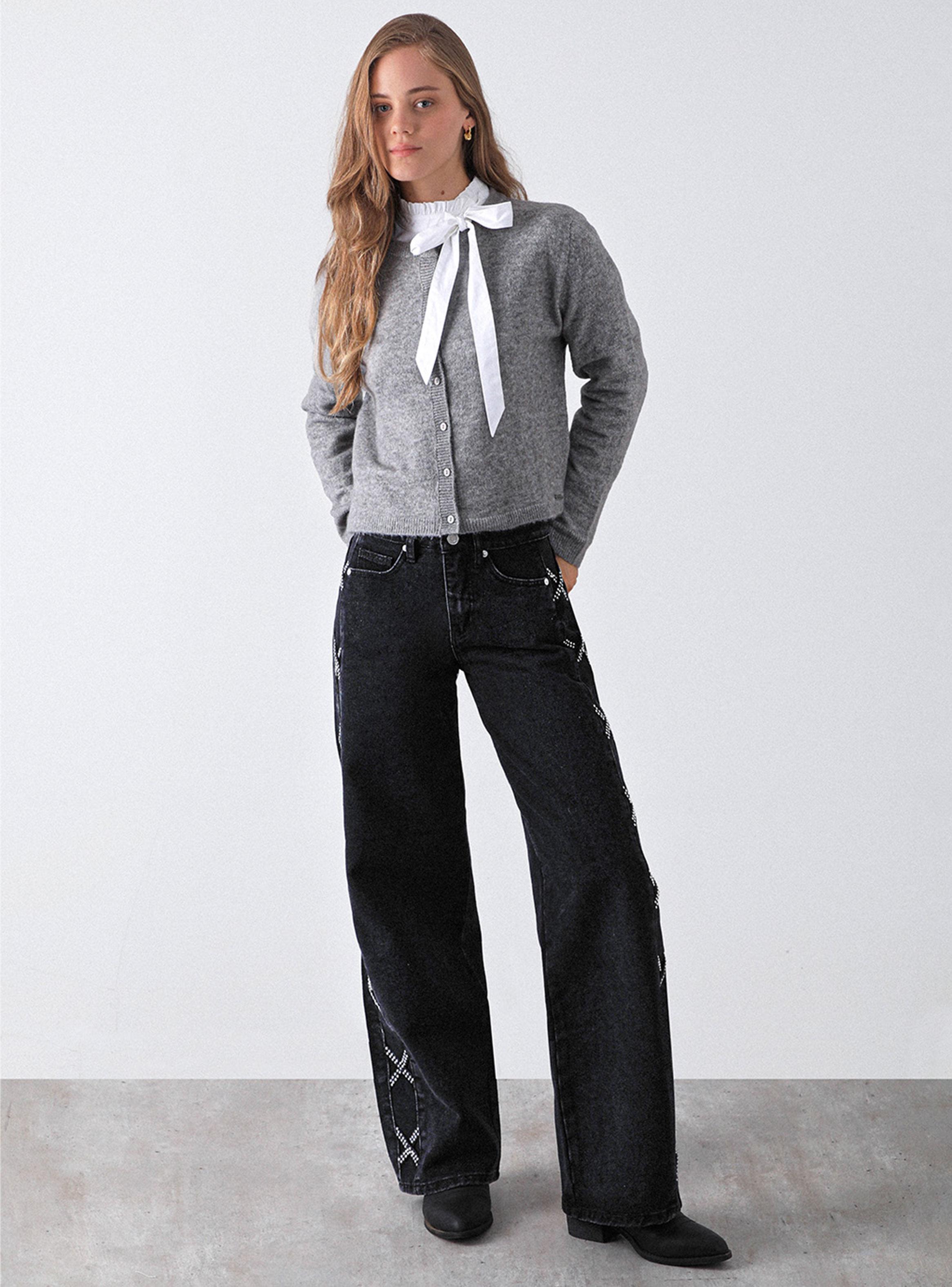 Pantalón Franja Lateral Tachas Black-3
