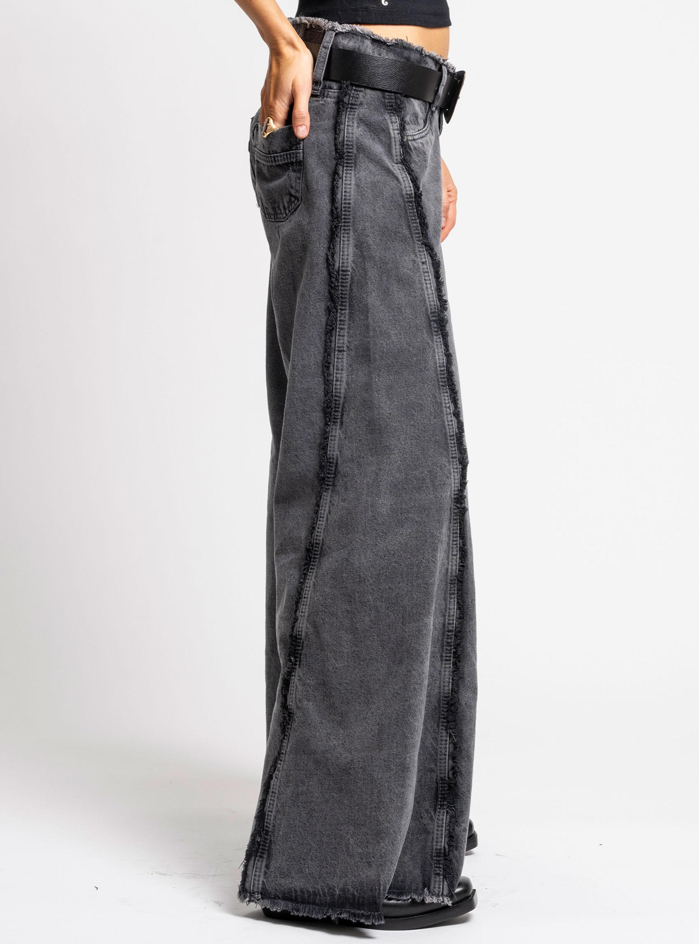 Jeans Tiro Medio Wide Leg Pia Gris-2