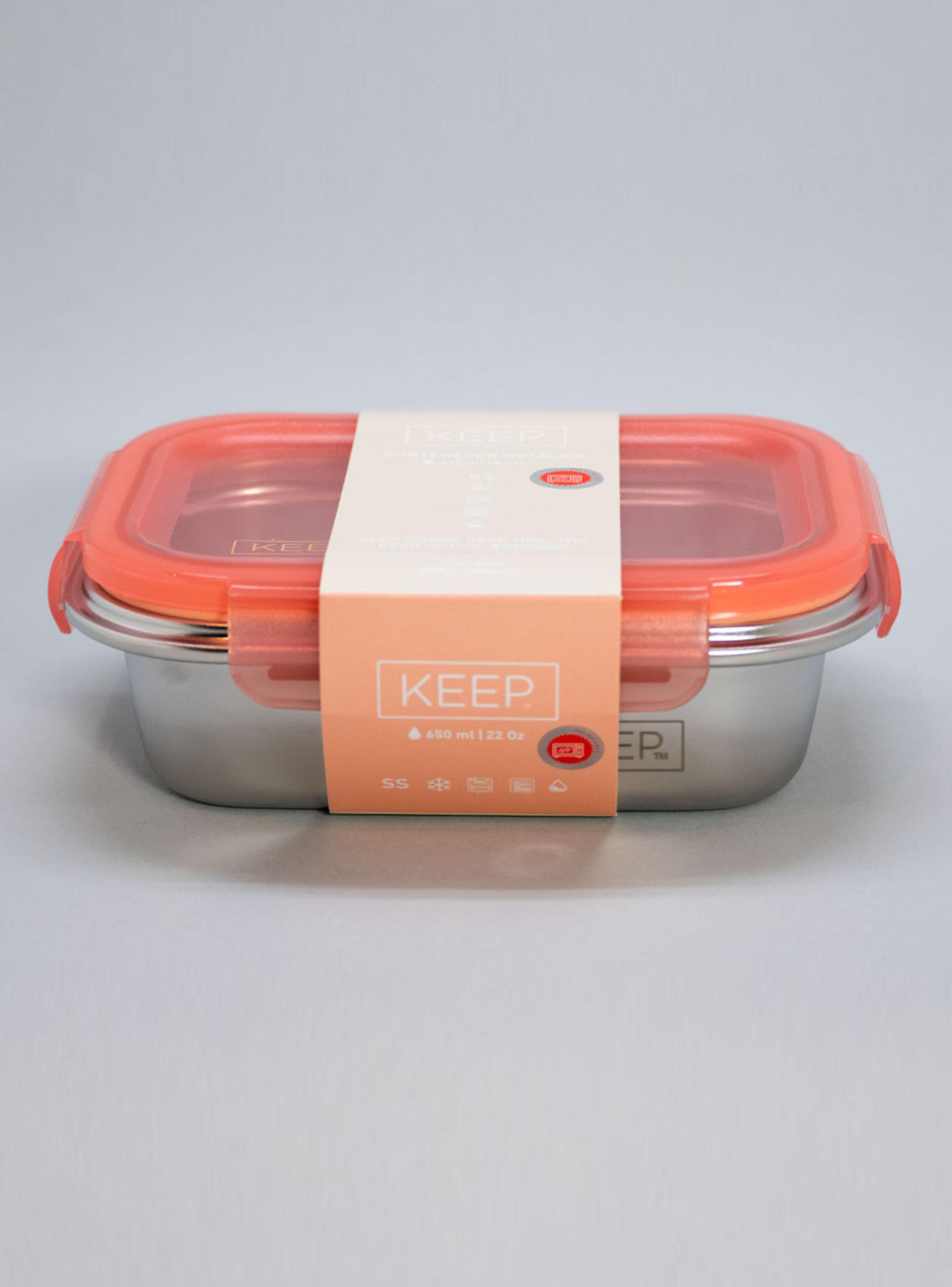 Taper Contenedor Hermético Metálico 650 ml Coral-3