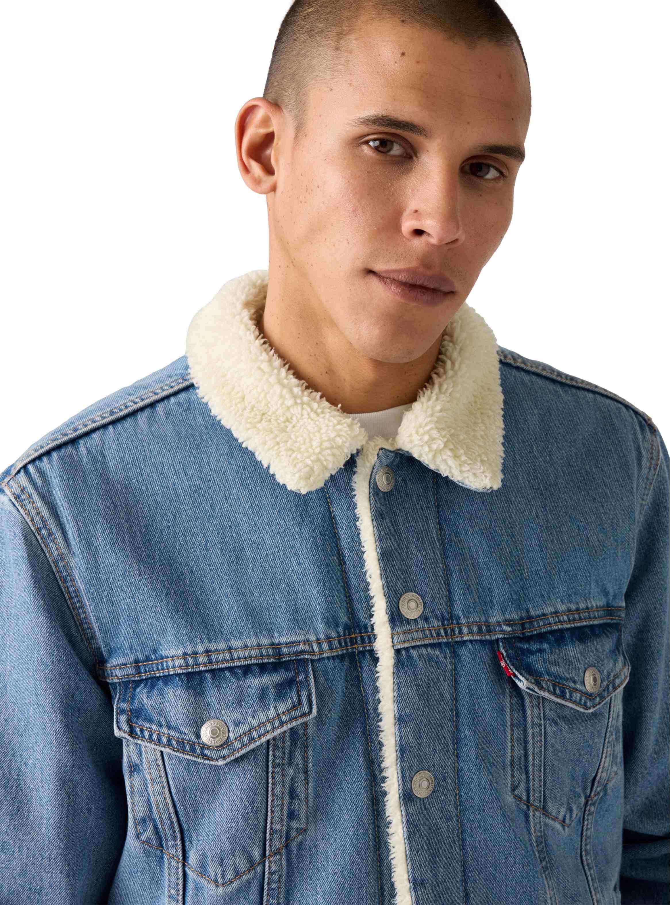 Chaqueta Sherpa Denim Casual-3