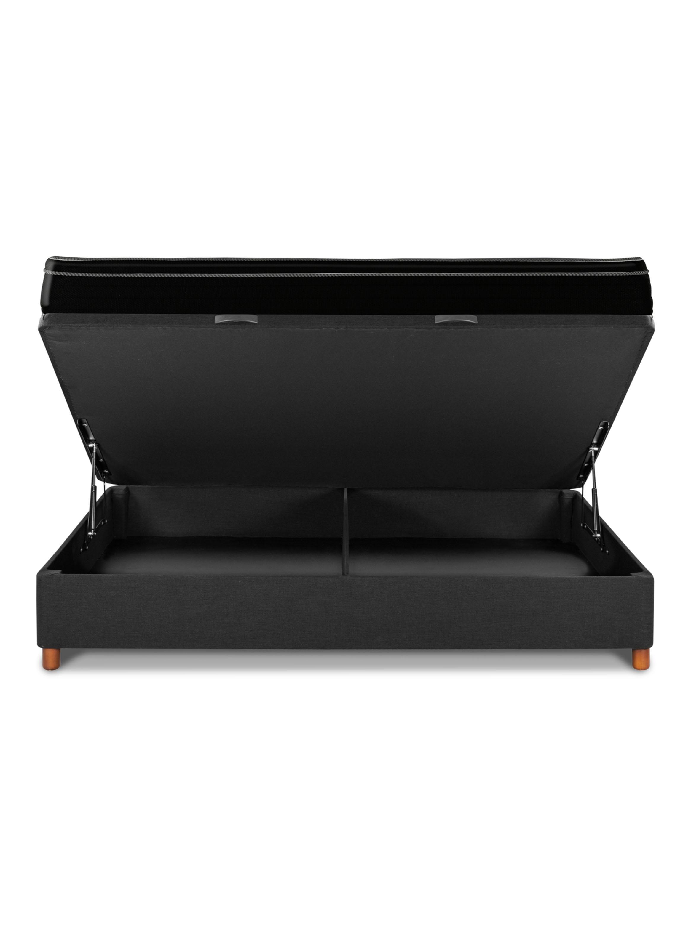 Cama Baúl Seven Plus 2 Plazas + Respaldo Design Gris + Velador Rover-3