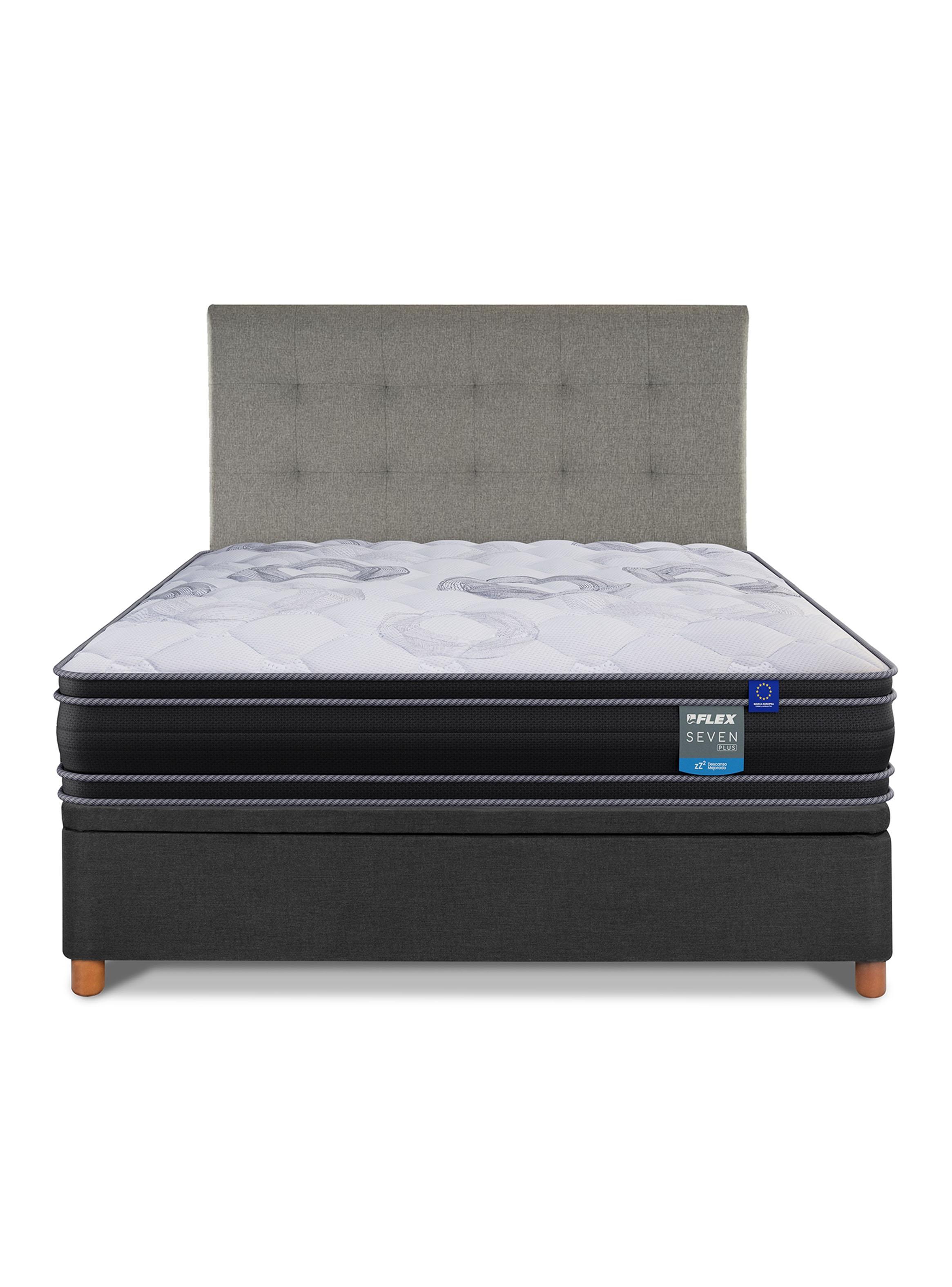 Cama Baúl Seven Plus 2 Plazas + Respaldo Design Gris-2