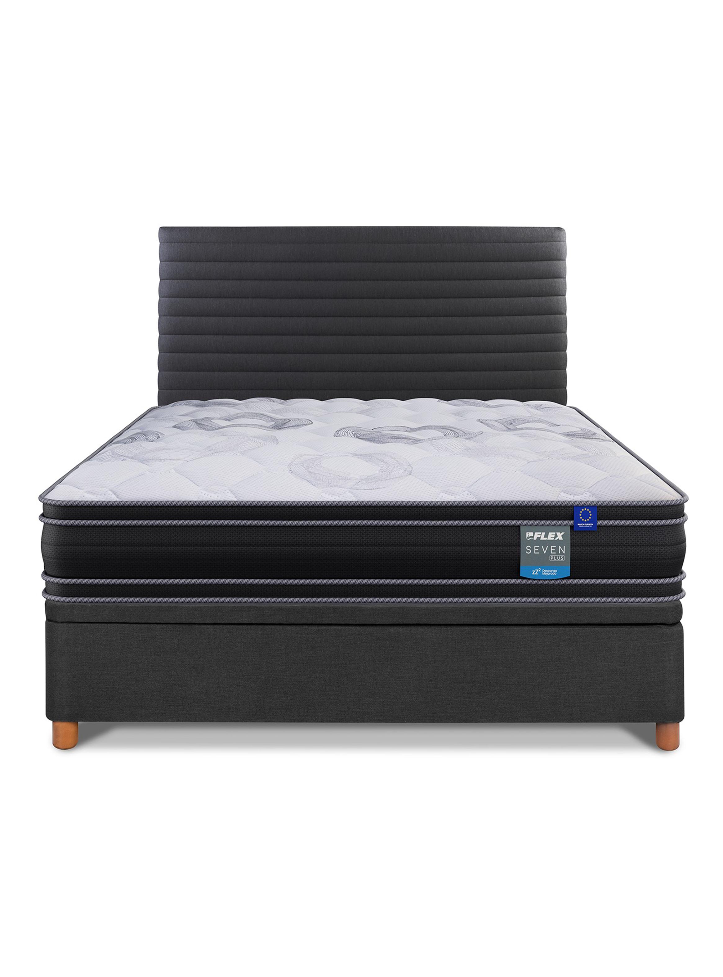 Cama Baúl Seven Plus 2 Plazas + Respaldo Modern Grafito-2