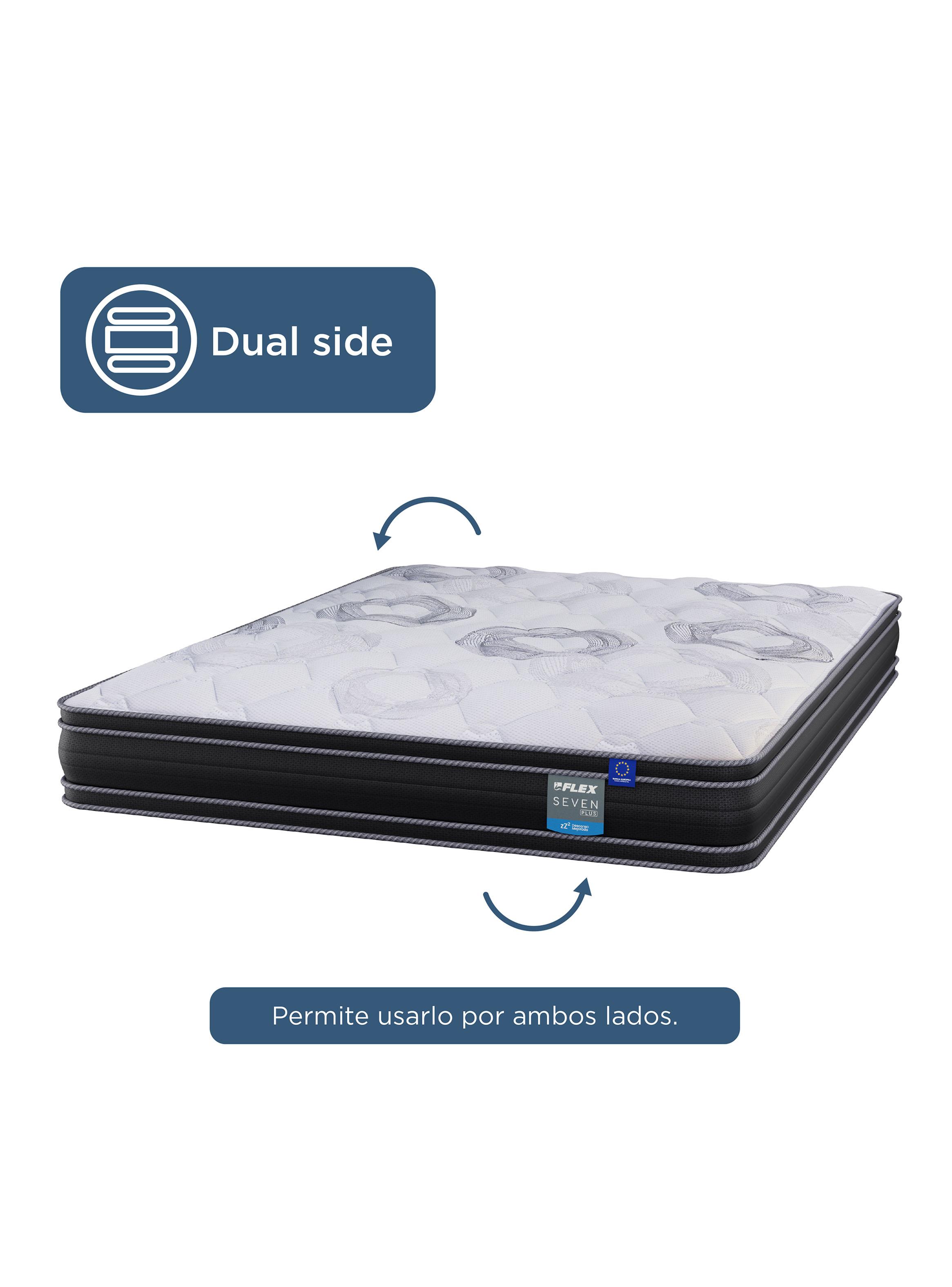 Cama Baúl Seven Plus 2 Plazas + Respaldo Royal Negro + Velador Rover-4