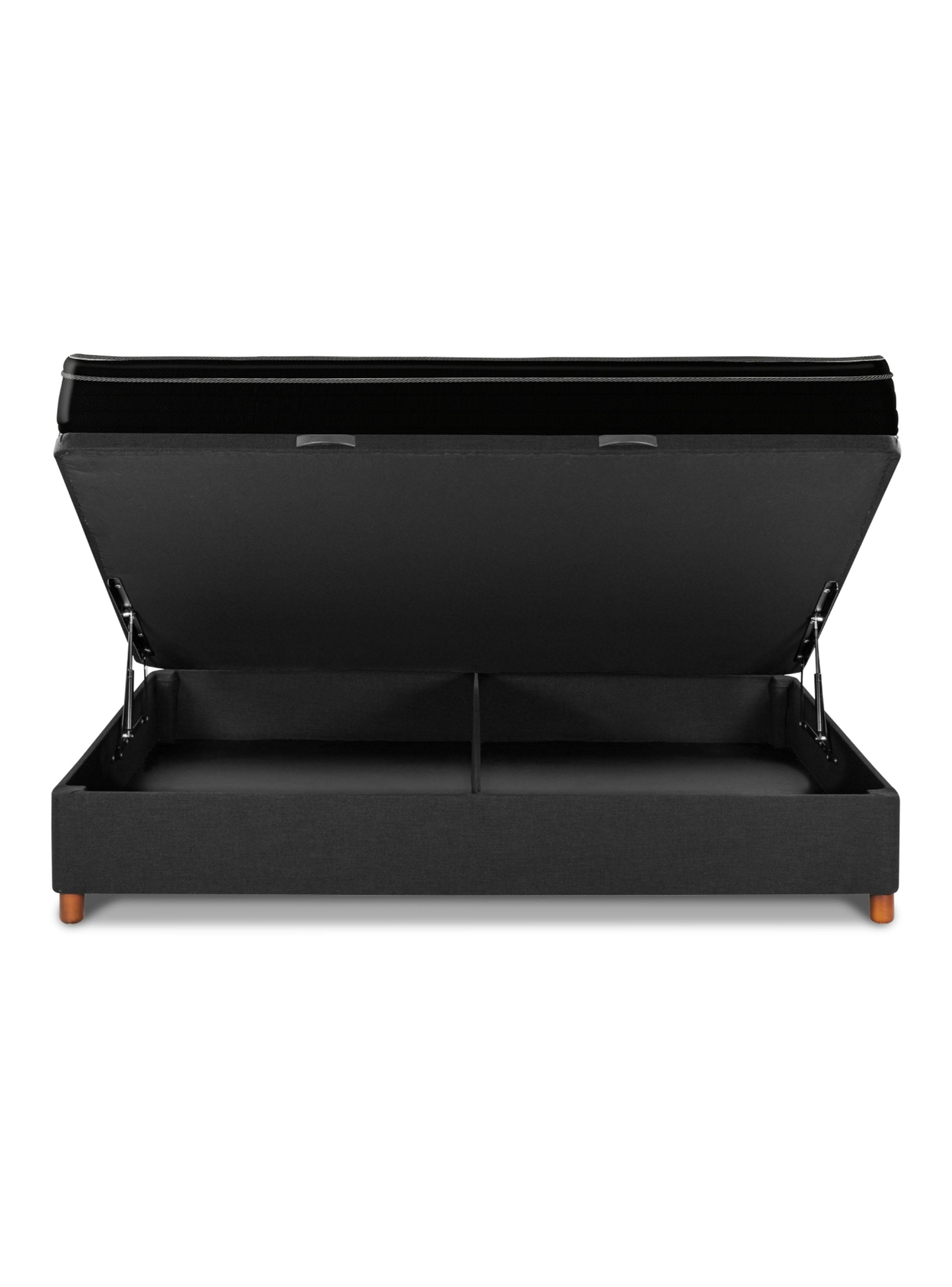 Cama Baúl Seven Plus 2 Plazas + Respaldo Royal Negro + Velador Rover-3
