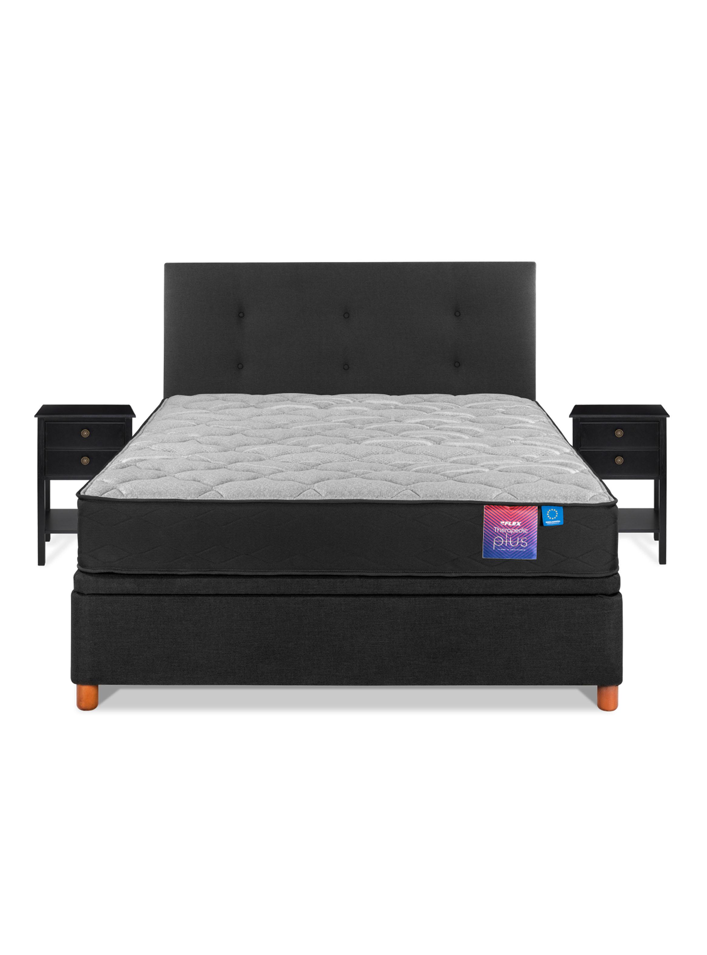 Cama Baúl Therapedic Plus 2 Plazas + Respaldo Royal Velador -1