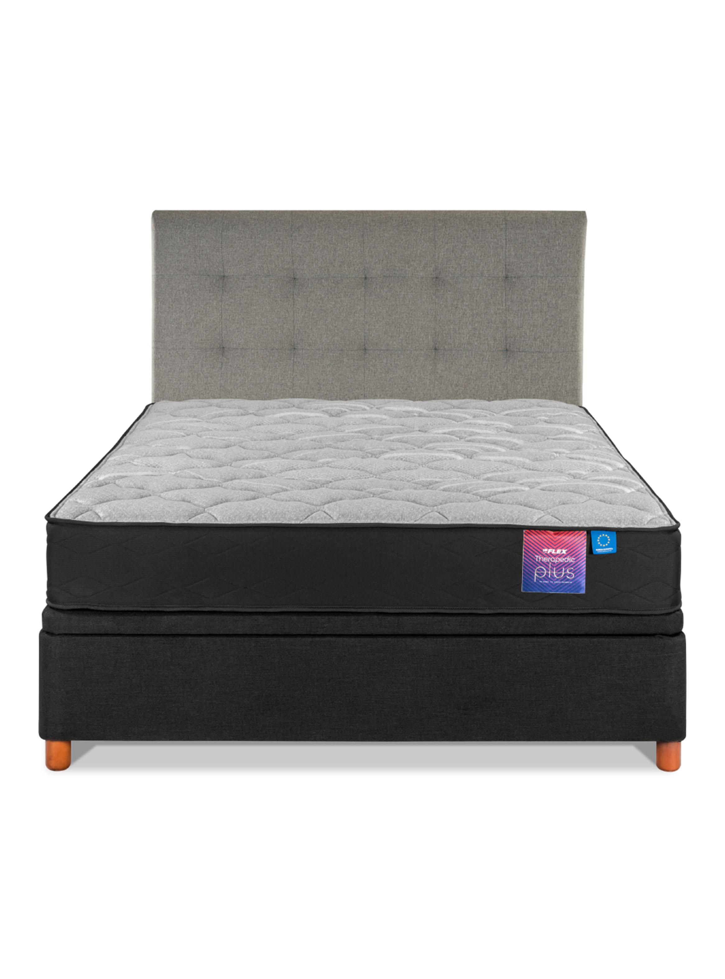 Cama Baúl Therapedic Plus 2 Plazas + Respaldo Design Gris-2