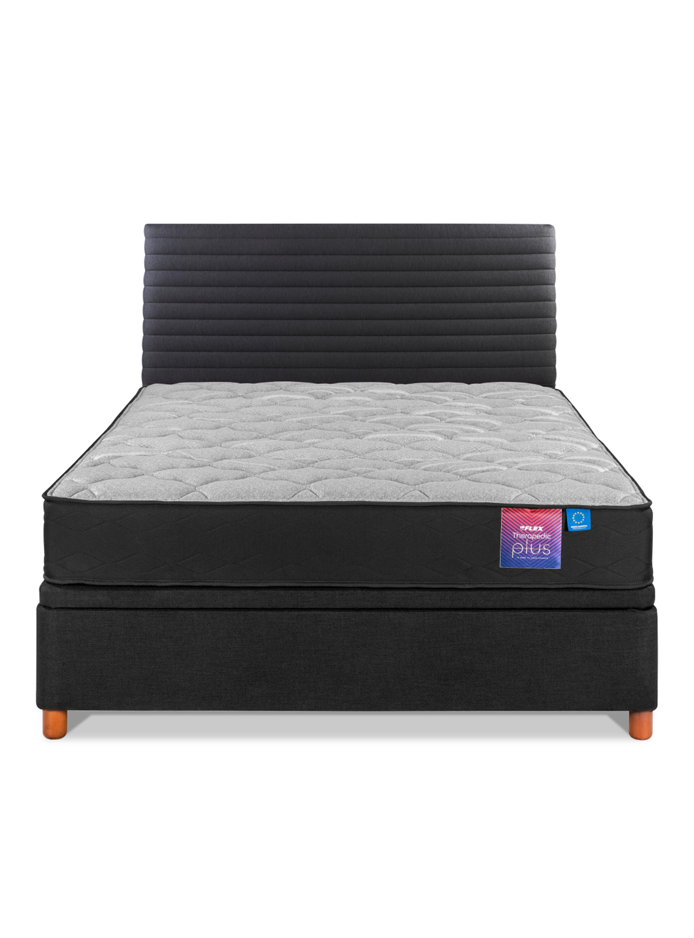 Cama Baúl Therapedic Plus 2 Plazas Respaldo Modern grafito-2