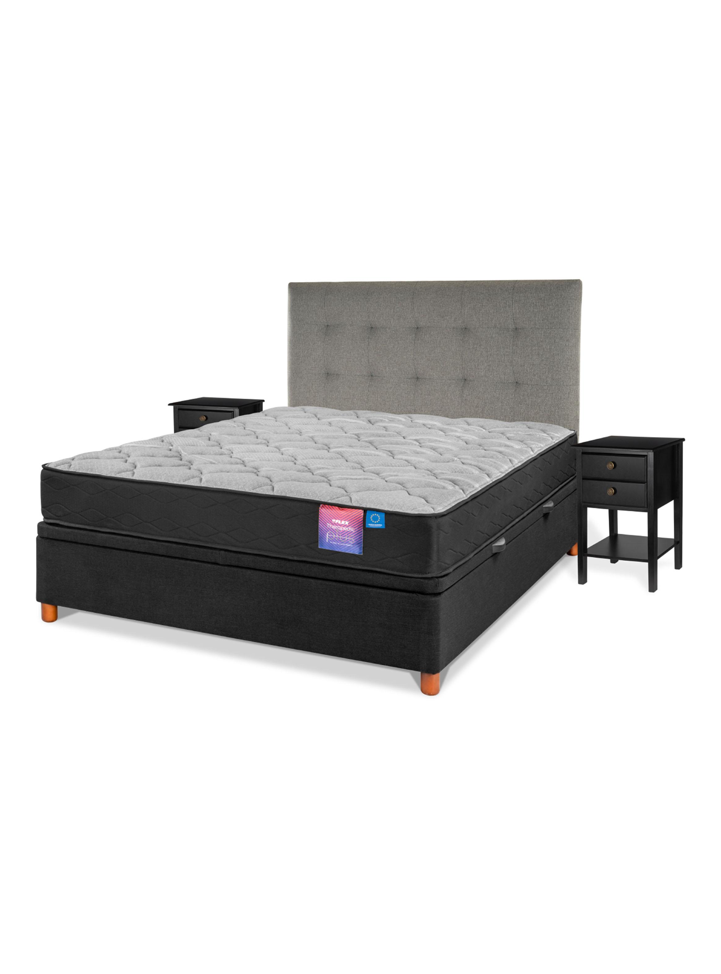 Cama Baúl Therapedic Plus 2 Plazas Respaldo Design Velador -0