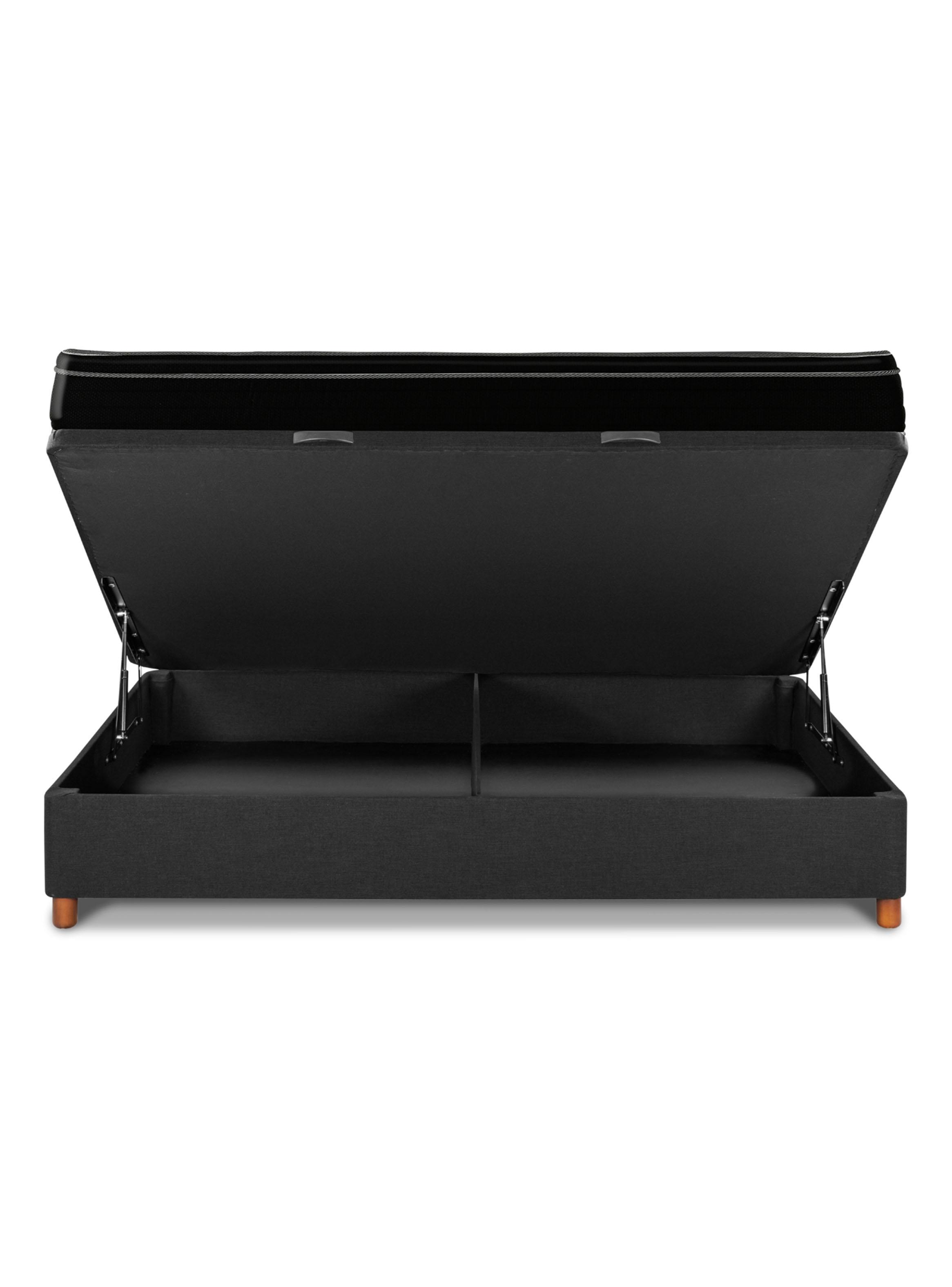 Cama Baúl Seven Plus 2 Plazas + Respaldo Royal Negro-3