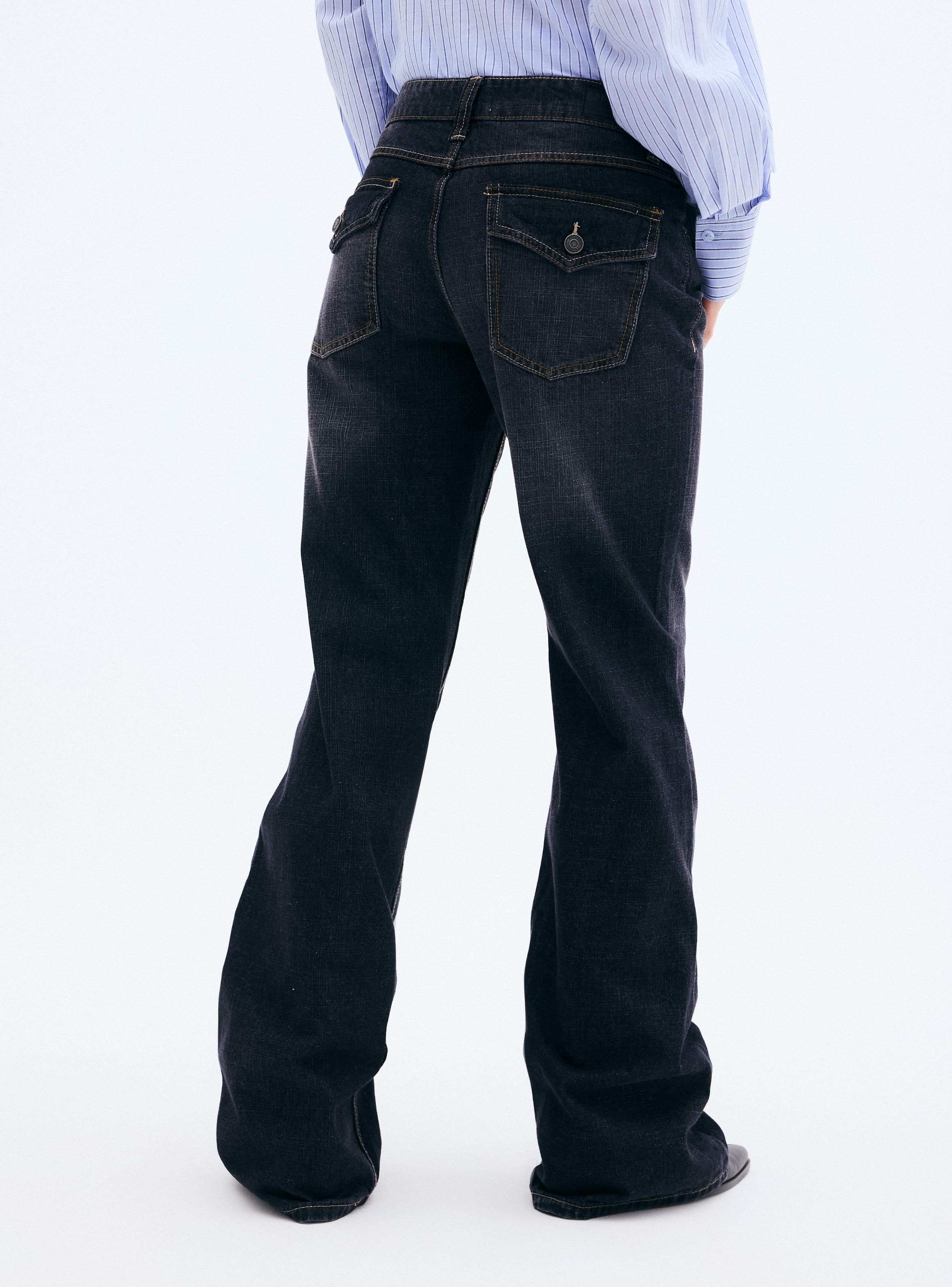 Jeans Flare Fit Tiro Medio con Costuras-1