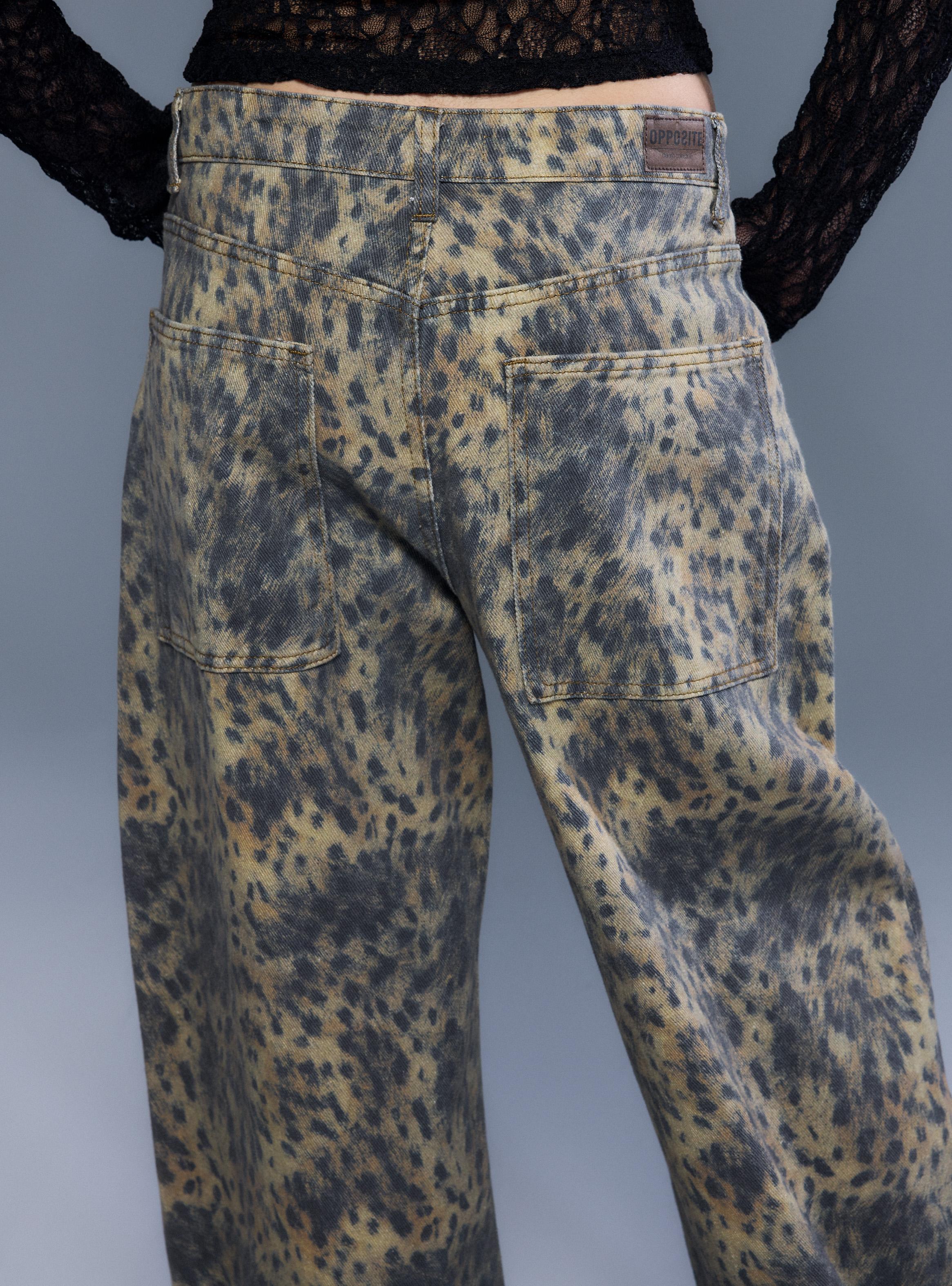Pantalón Animal Print Baggy Leg Tiro Alto-3