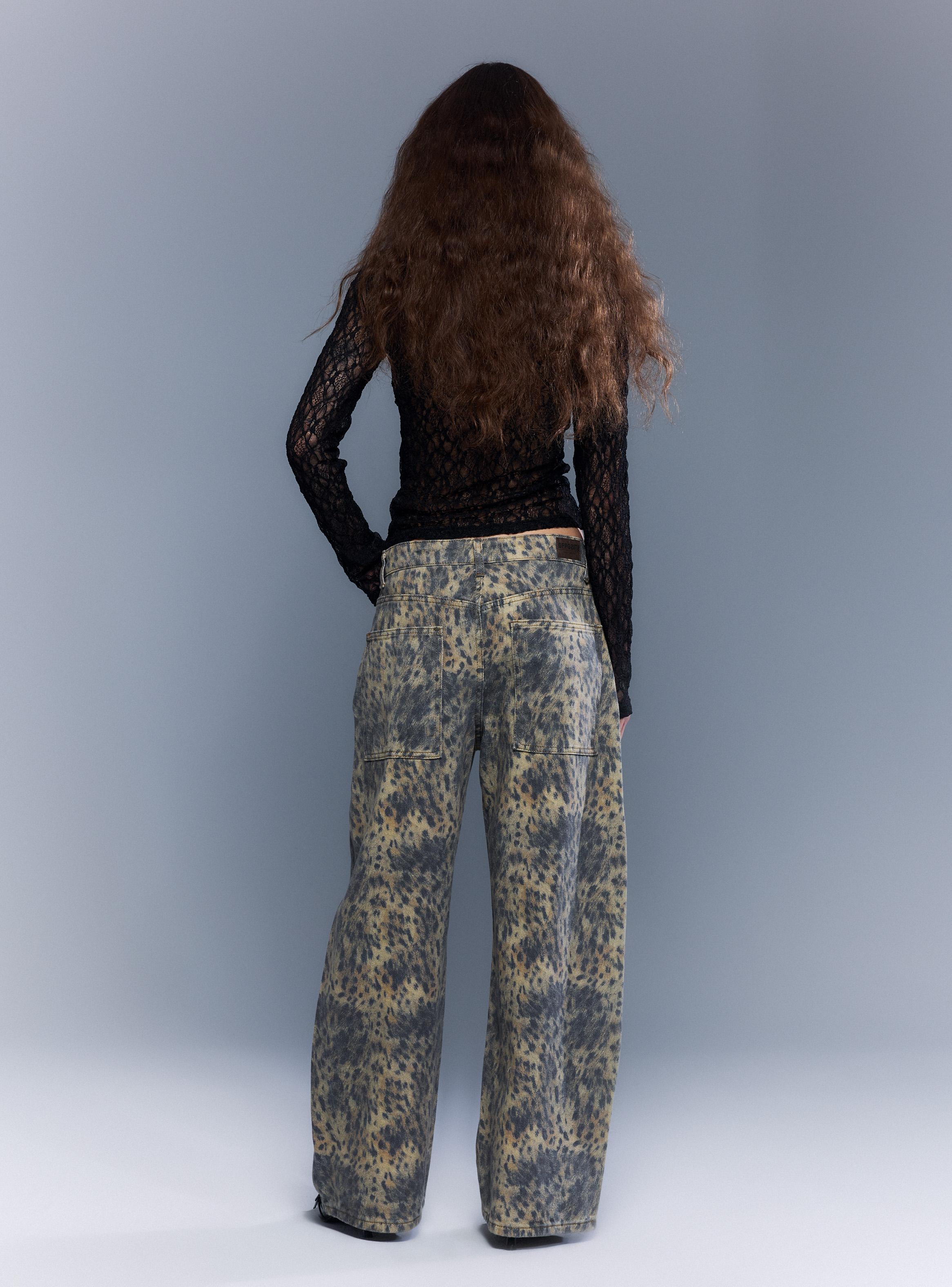Pantalón Animal Print Baggy Leg Tiro Alto-5