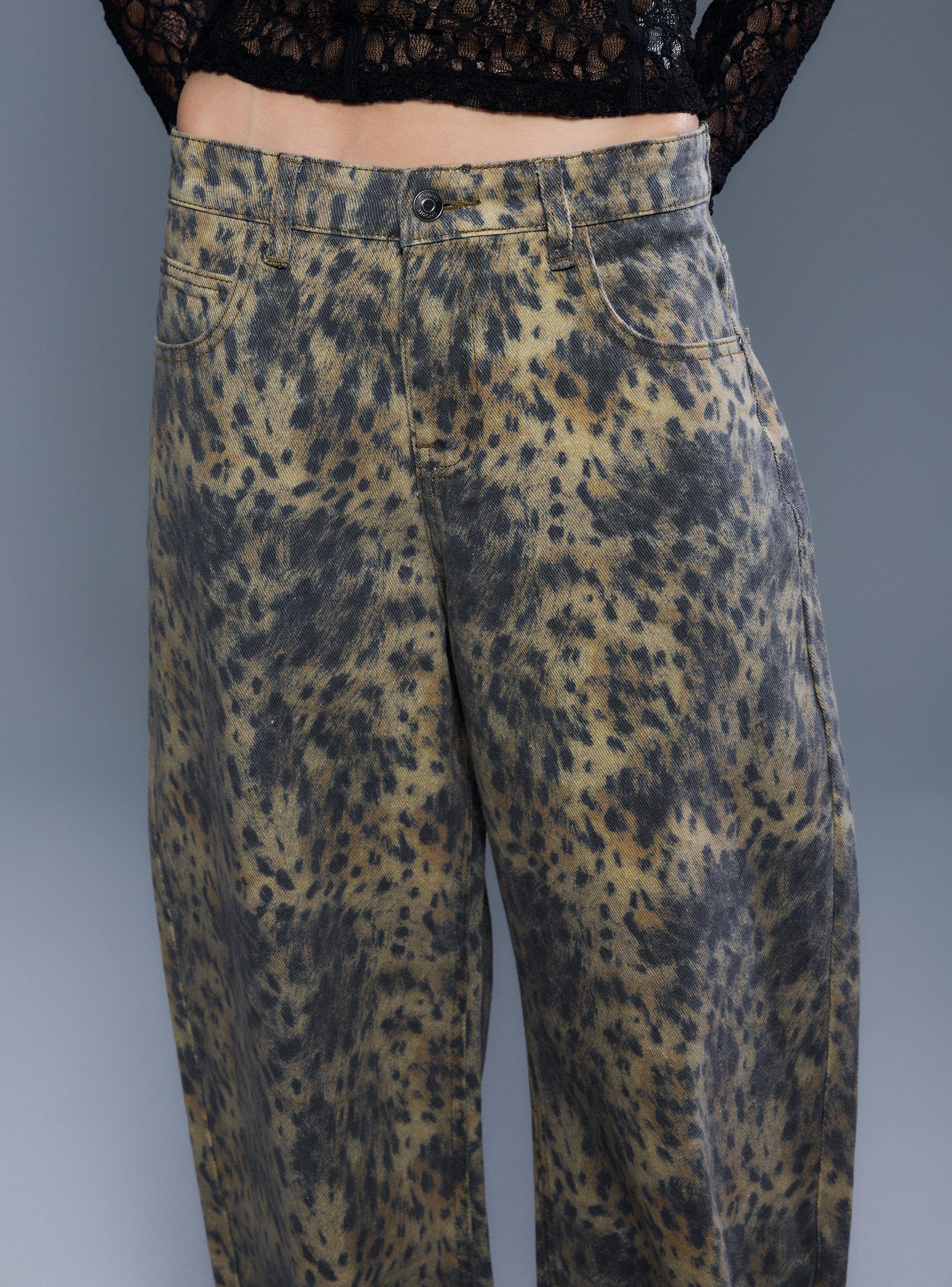 Pantalón Animal Print Baggy Leg Tiro Alto-2