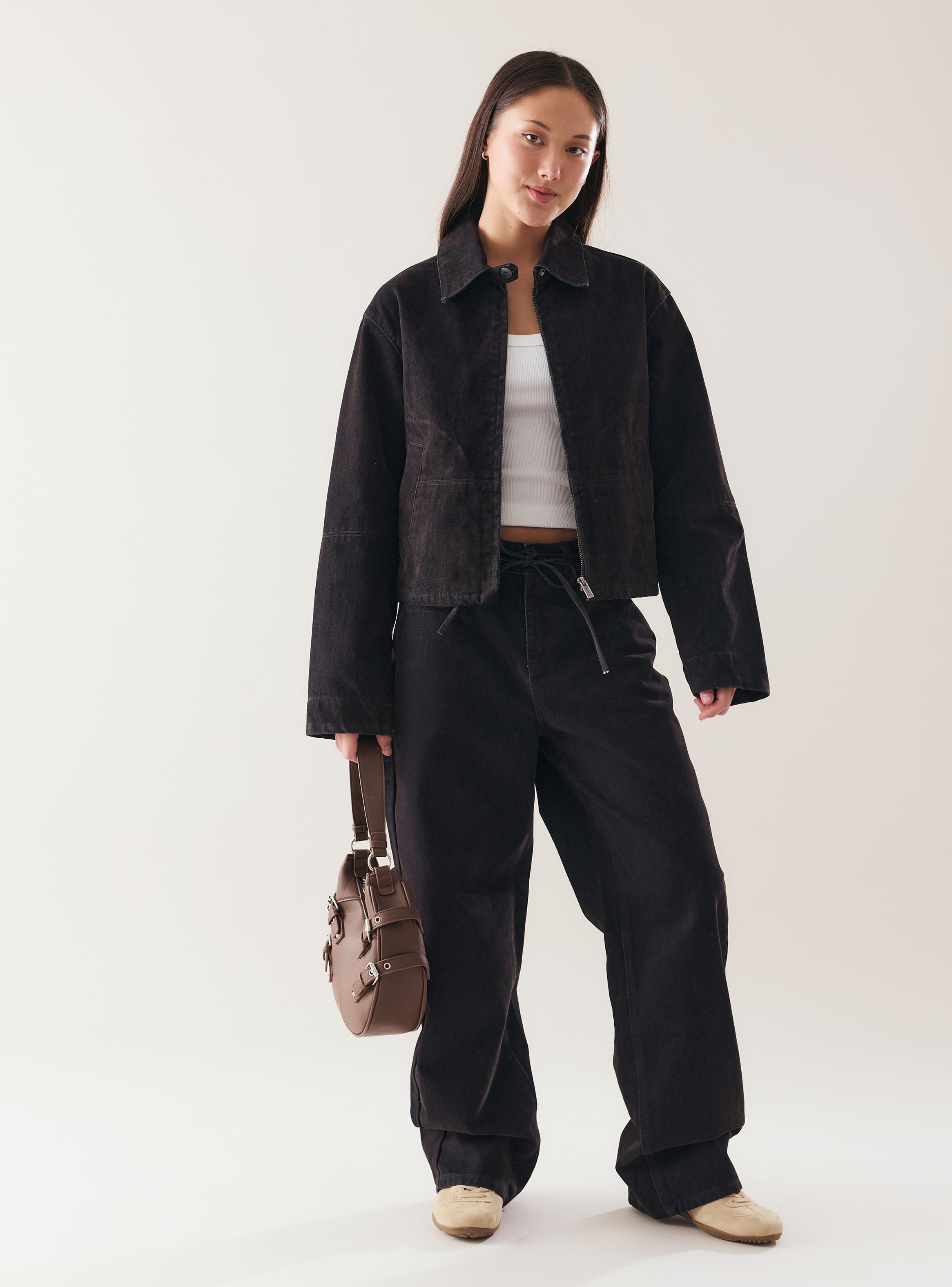 Chaqueta Denim Boxy Fit Cierre Frontal y Tacto Terciopelo-4