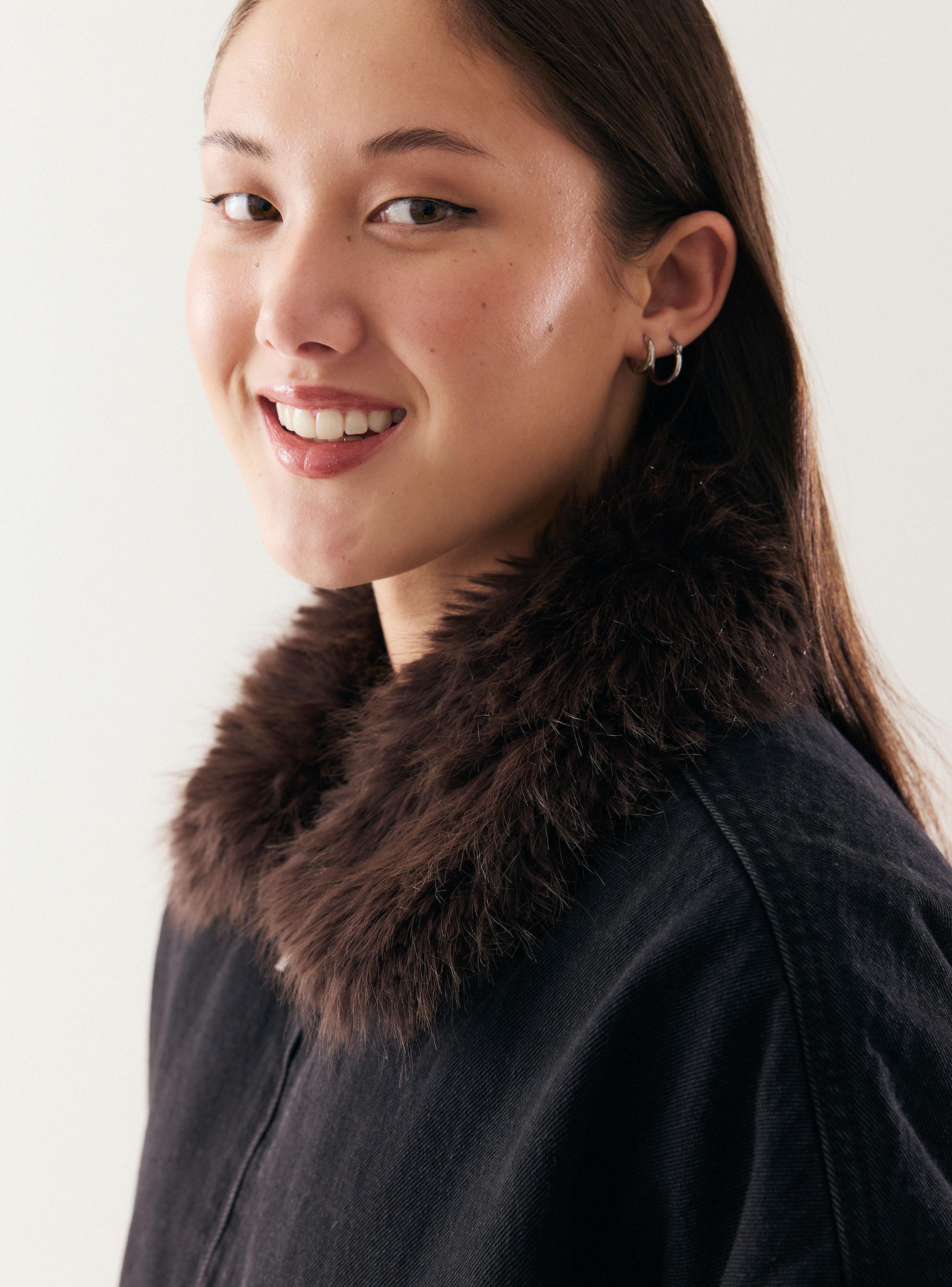 Chaqueta Bomber Cuello Piel-2