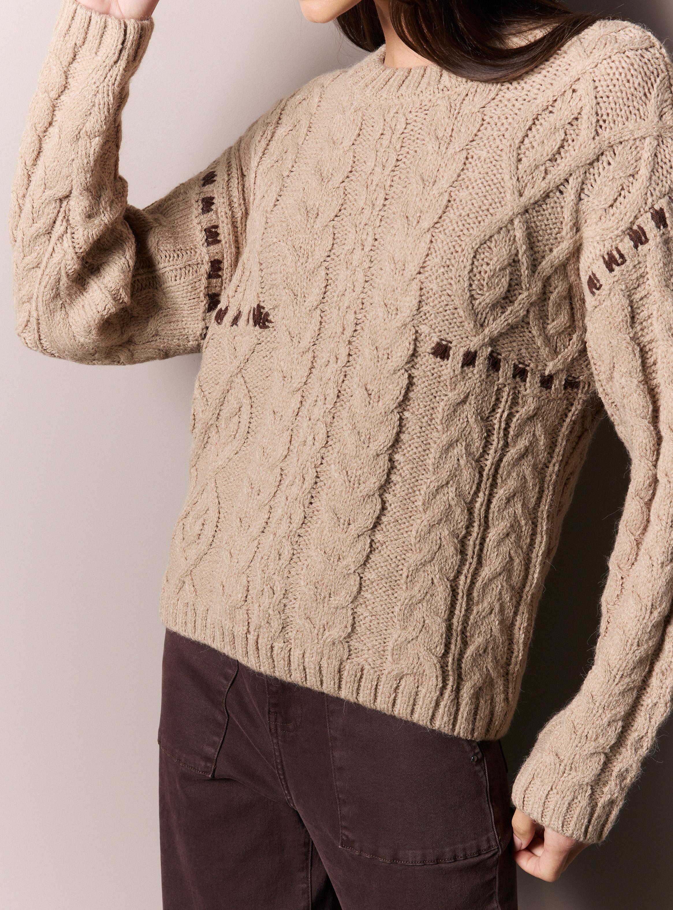 Sweater Trenzado con Detalle en Contraste-3