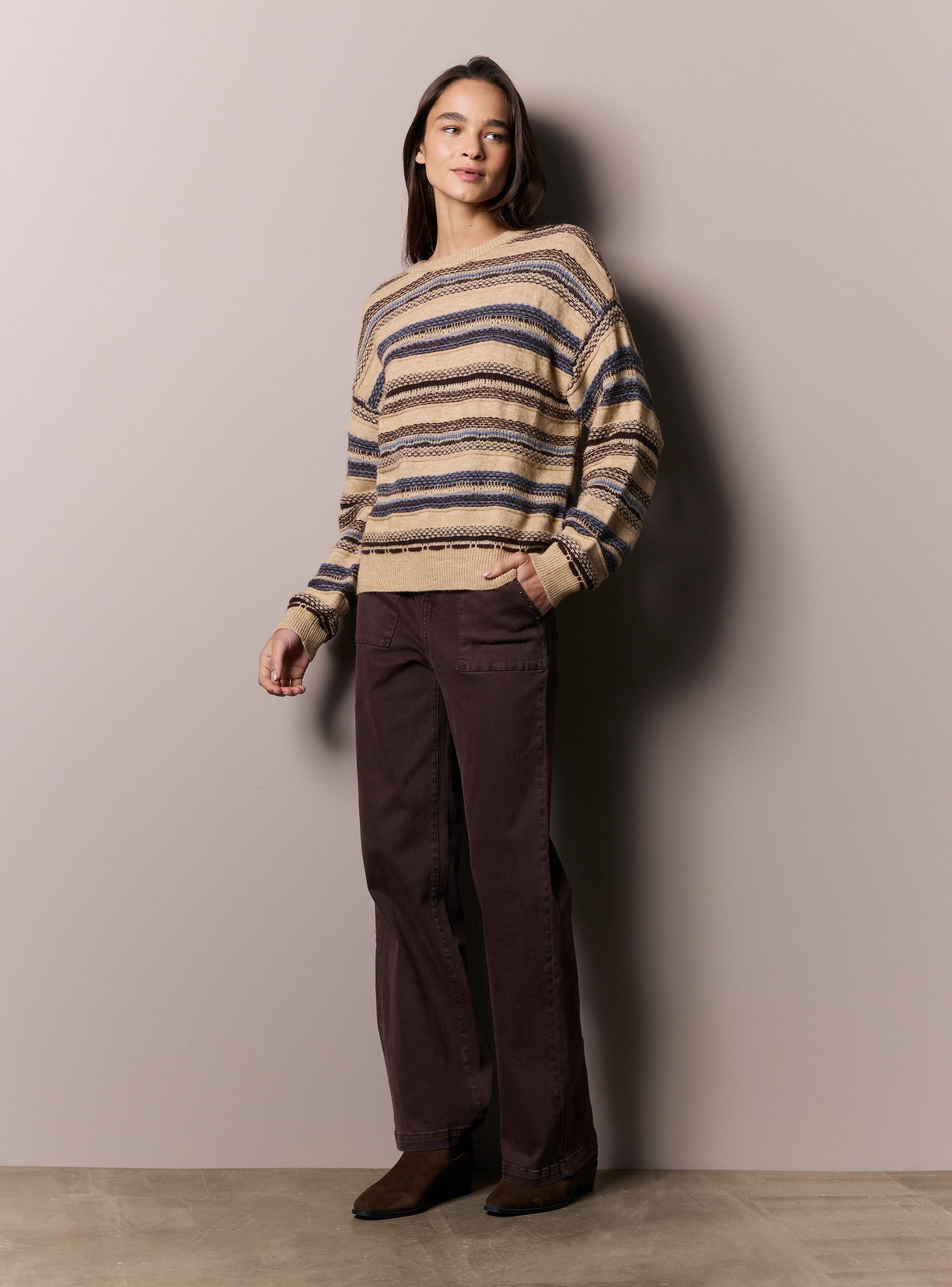 Sweater Jaspeado con Mezcla de Texturas-4
