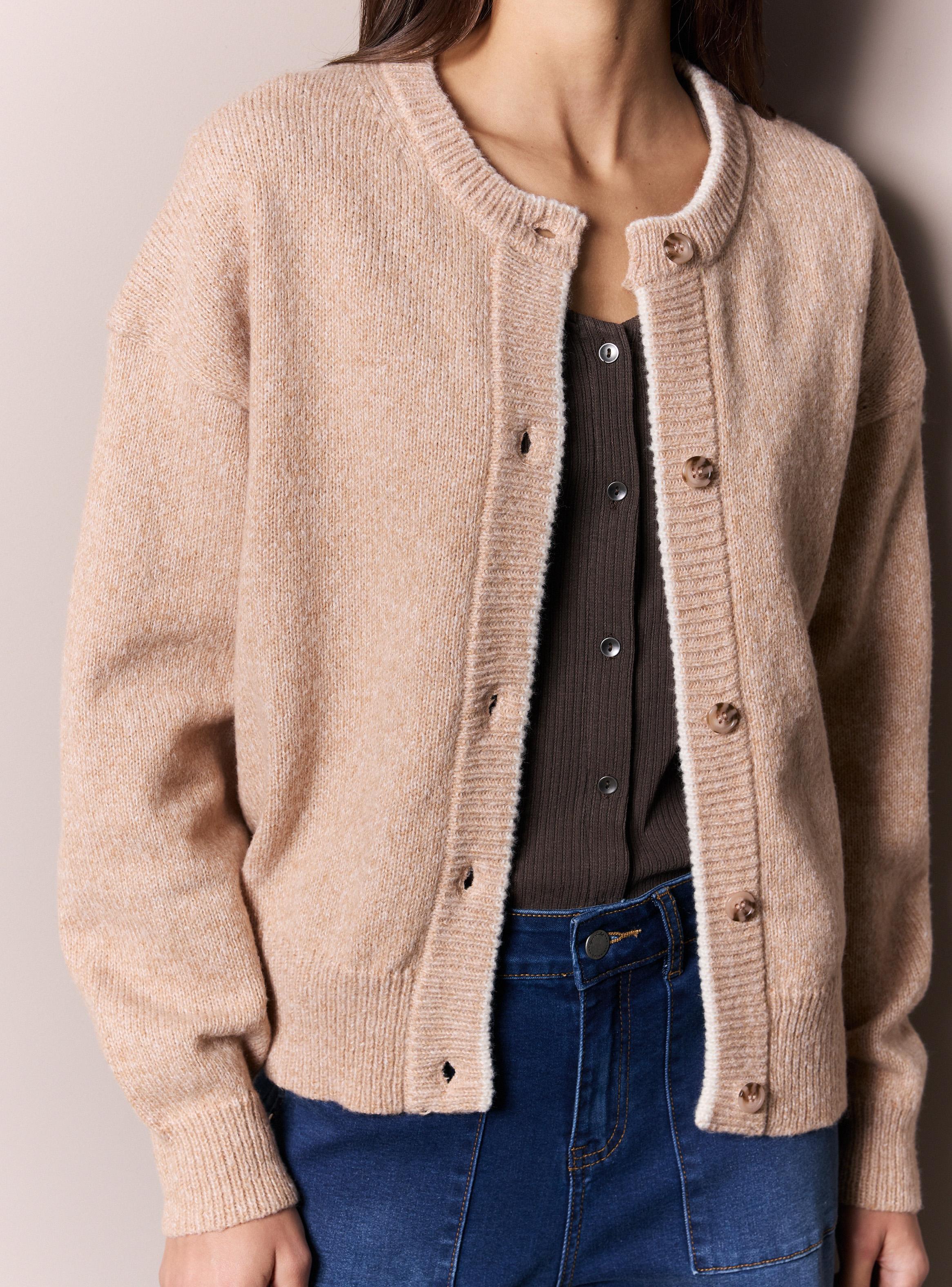 Cardigan Detalle en Contraste-3