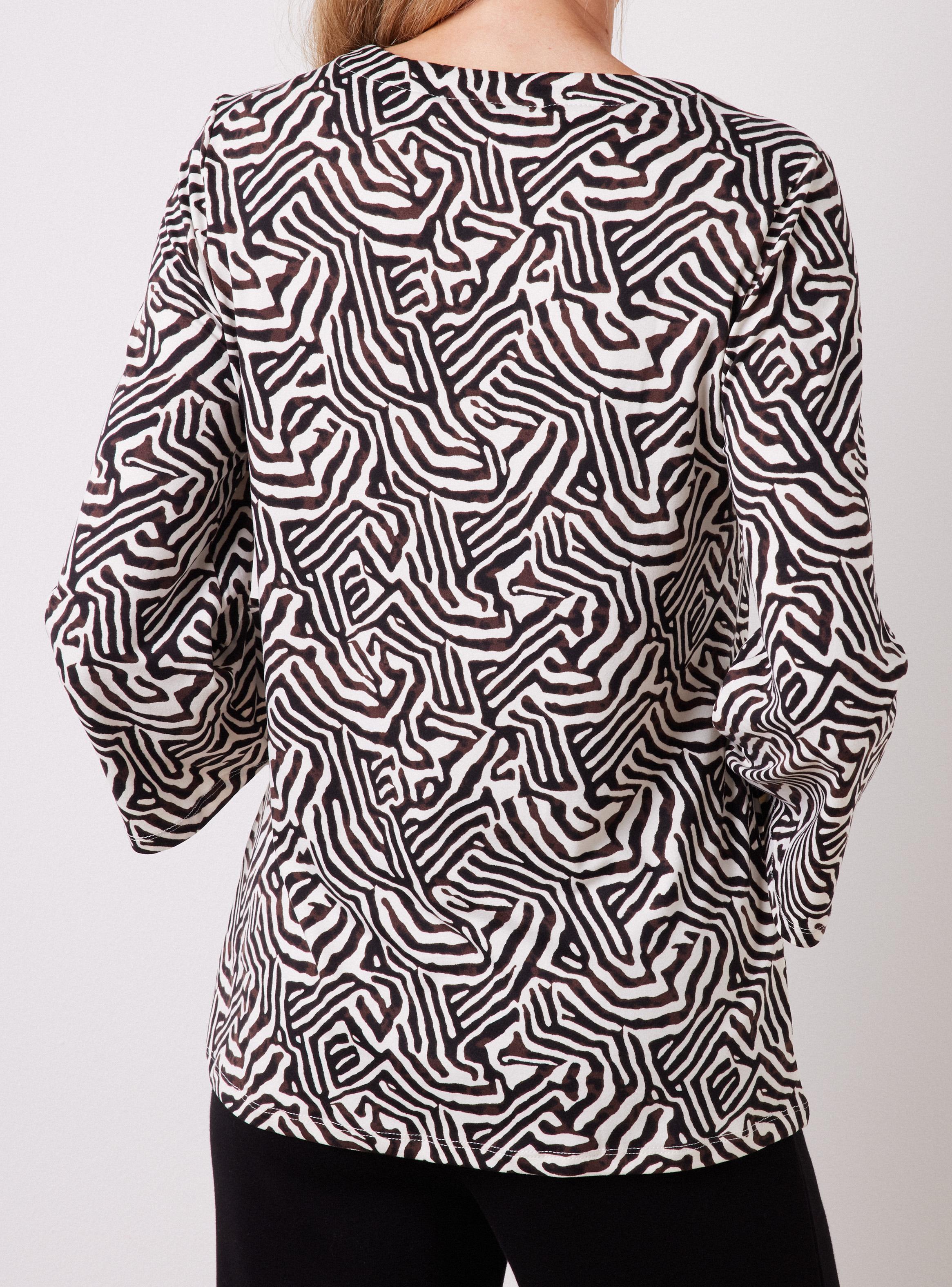 Polera Estampada con Mangas 3/4 Acampanadas-3