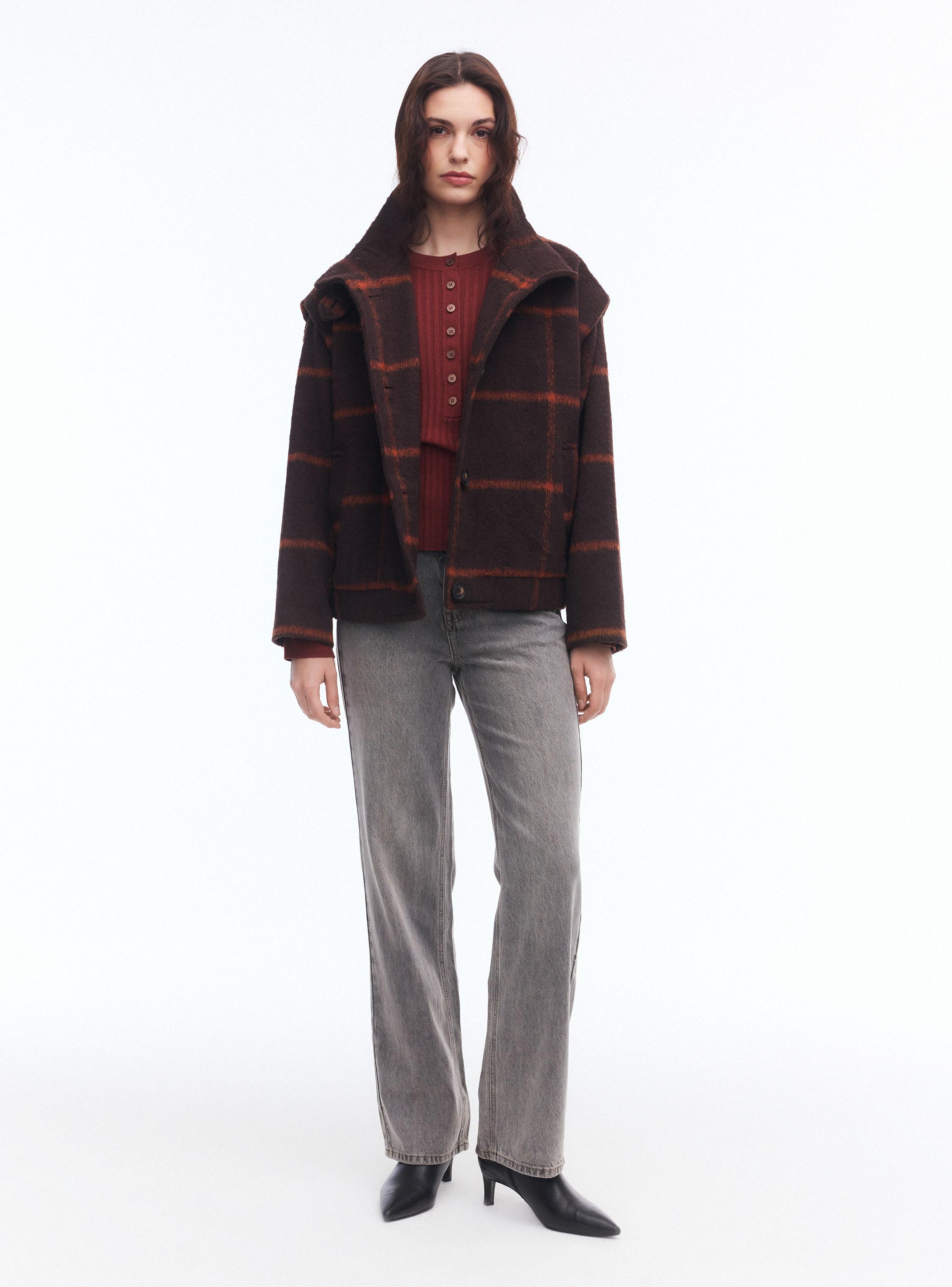 Chaqueta Cuello Alto Check-4