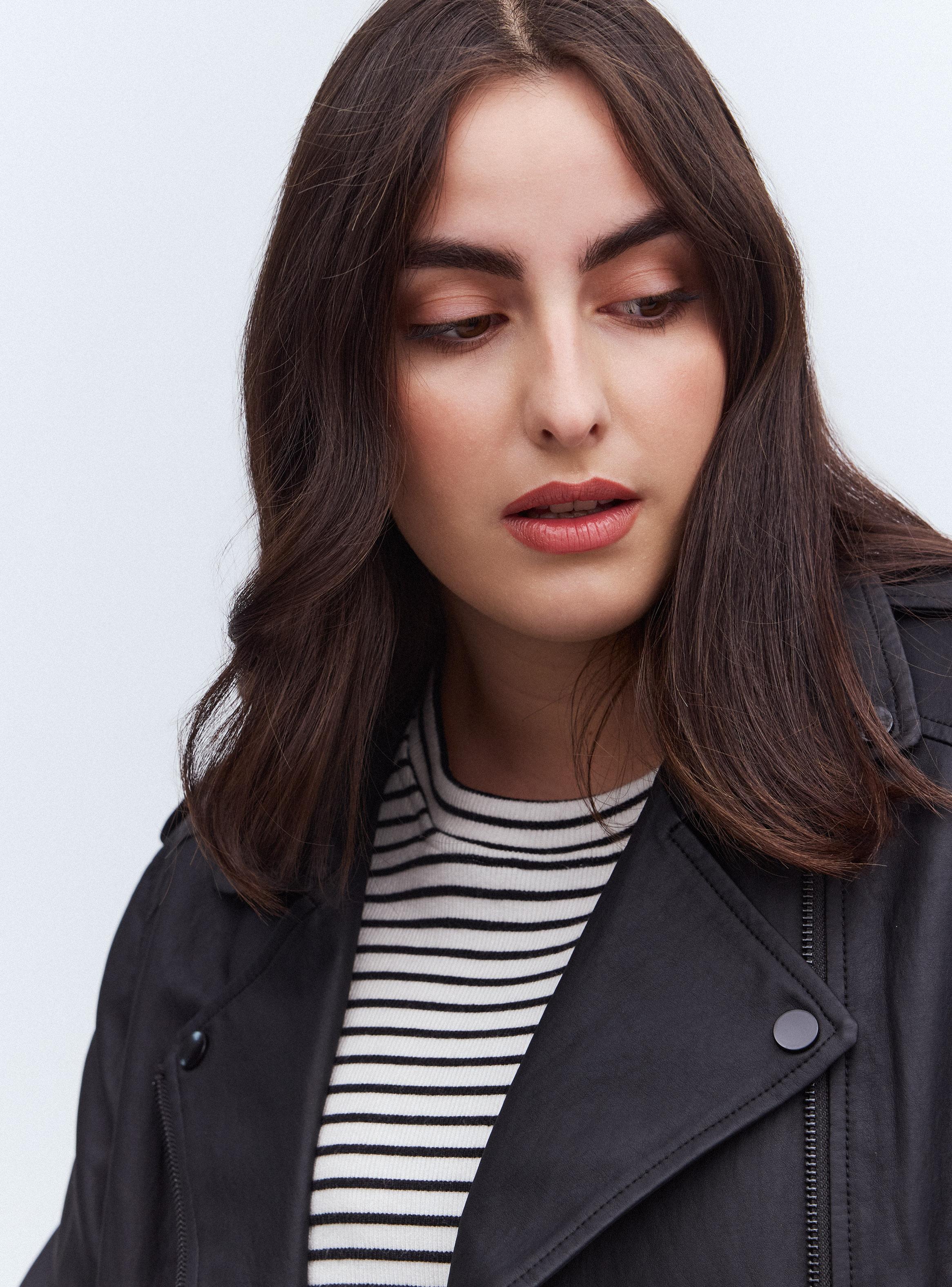 Chaqueta Biker Efecto Cuero-2