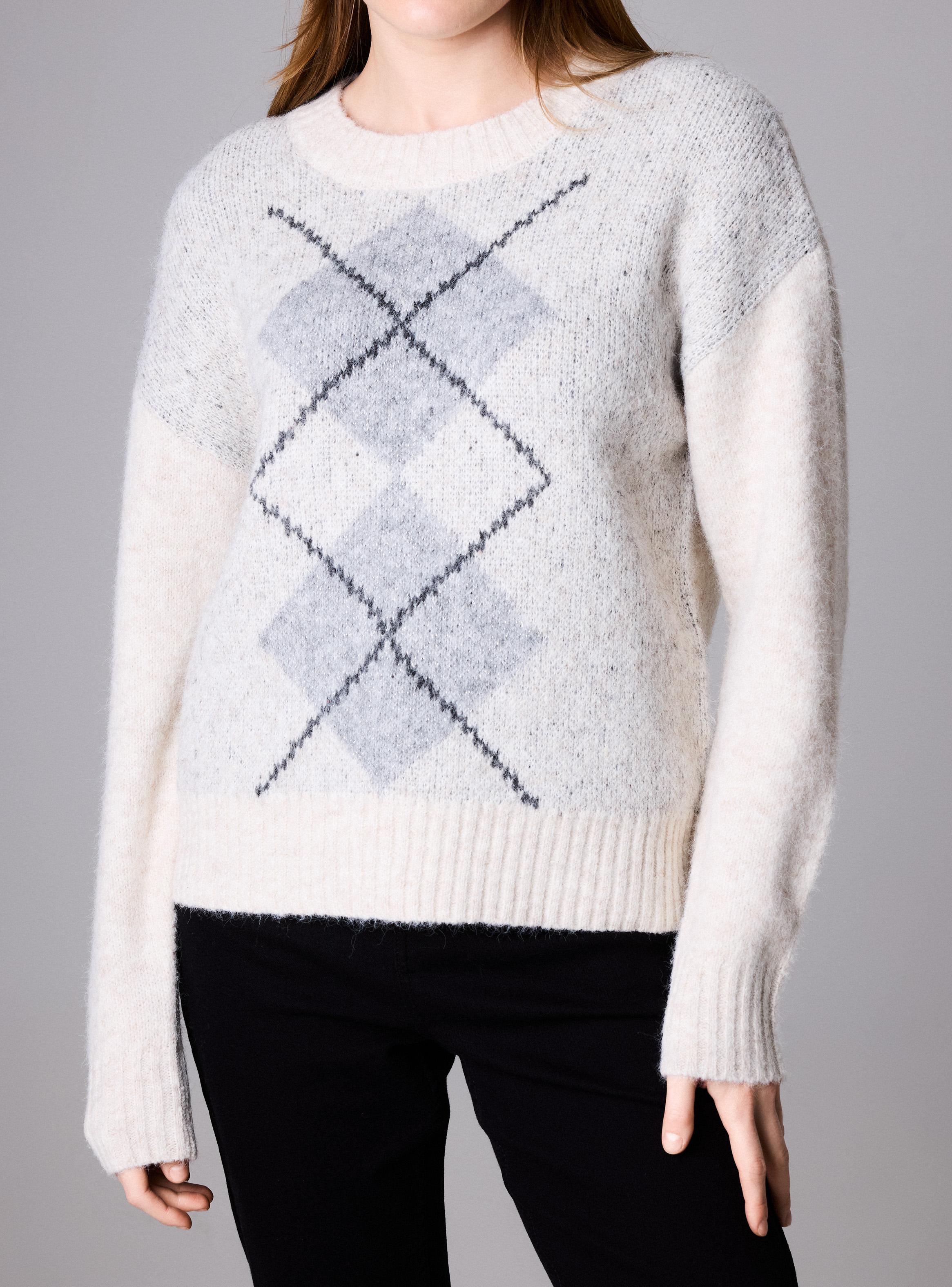 Sweater Jacquard Rombos de Hombros Ligeramente Caídos-2